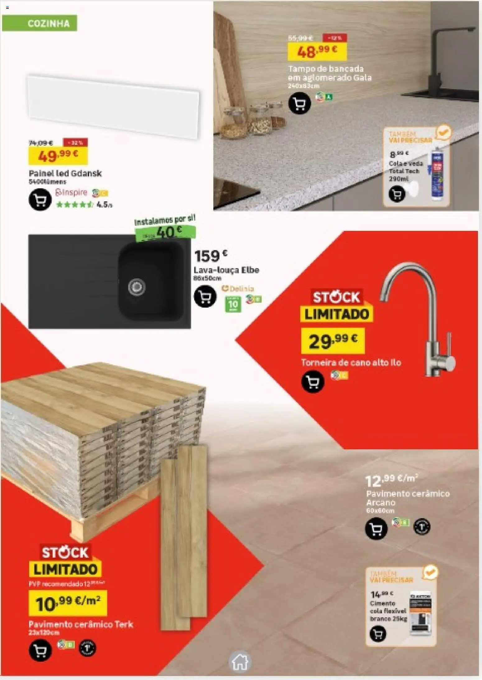 Leroy Merlin Catálogo │ válido de 19.02.2026 | Página: 15 | Produtos: Pavimento cerâmico, Bancada, Torneira, Cimento