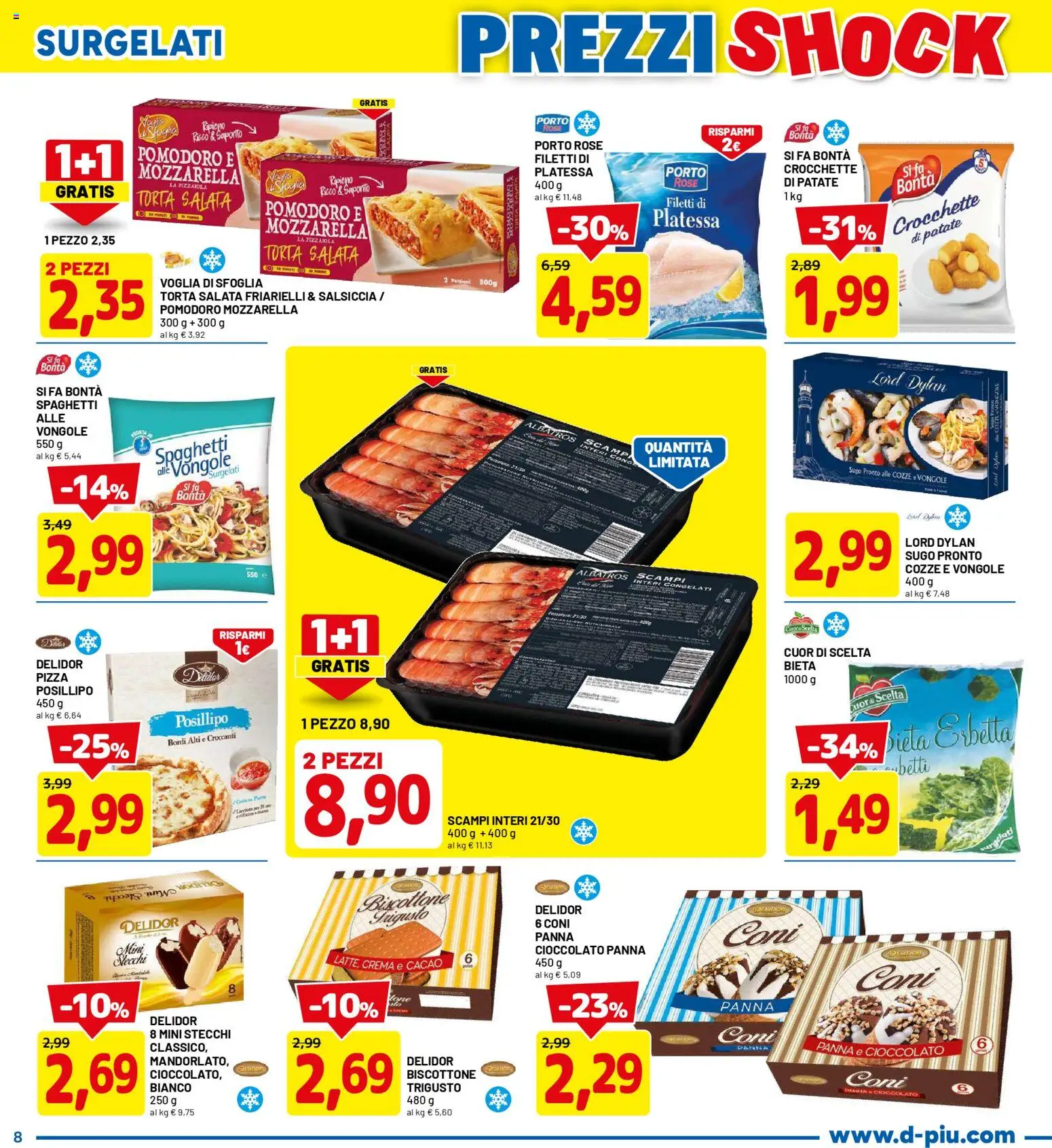 Volantino D Più del 30.04.2026 | Pagina: 8 | Prodotti: Cozze, Panna, Mozzarella, Torta