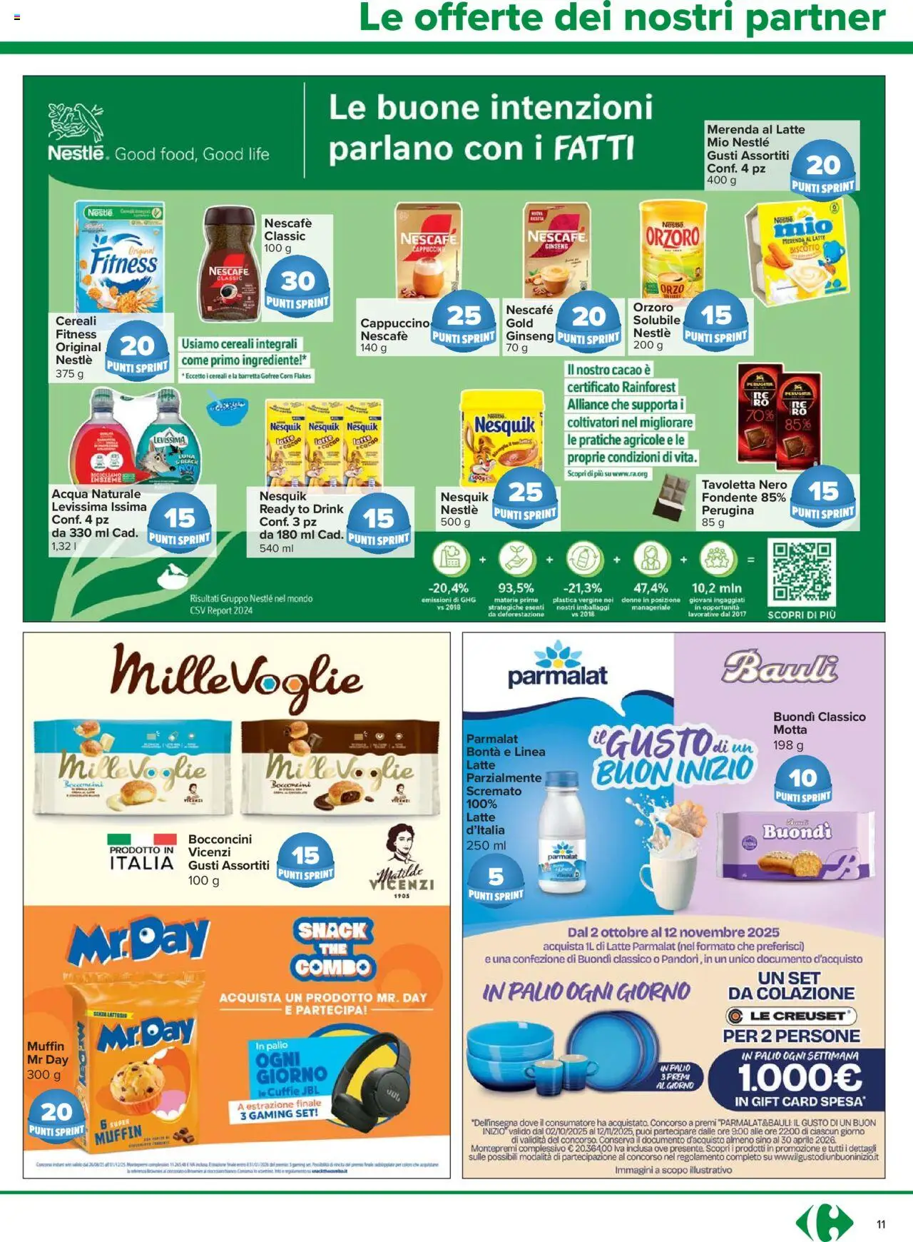 Volantino Carrefour del 24.10.2025 | Pagina: 11 | Prodotti: Cioccolato, Acqua naturale, Barretta, Cacao