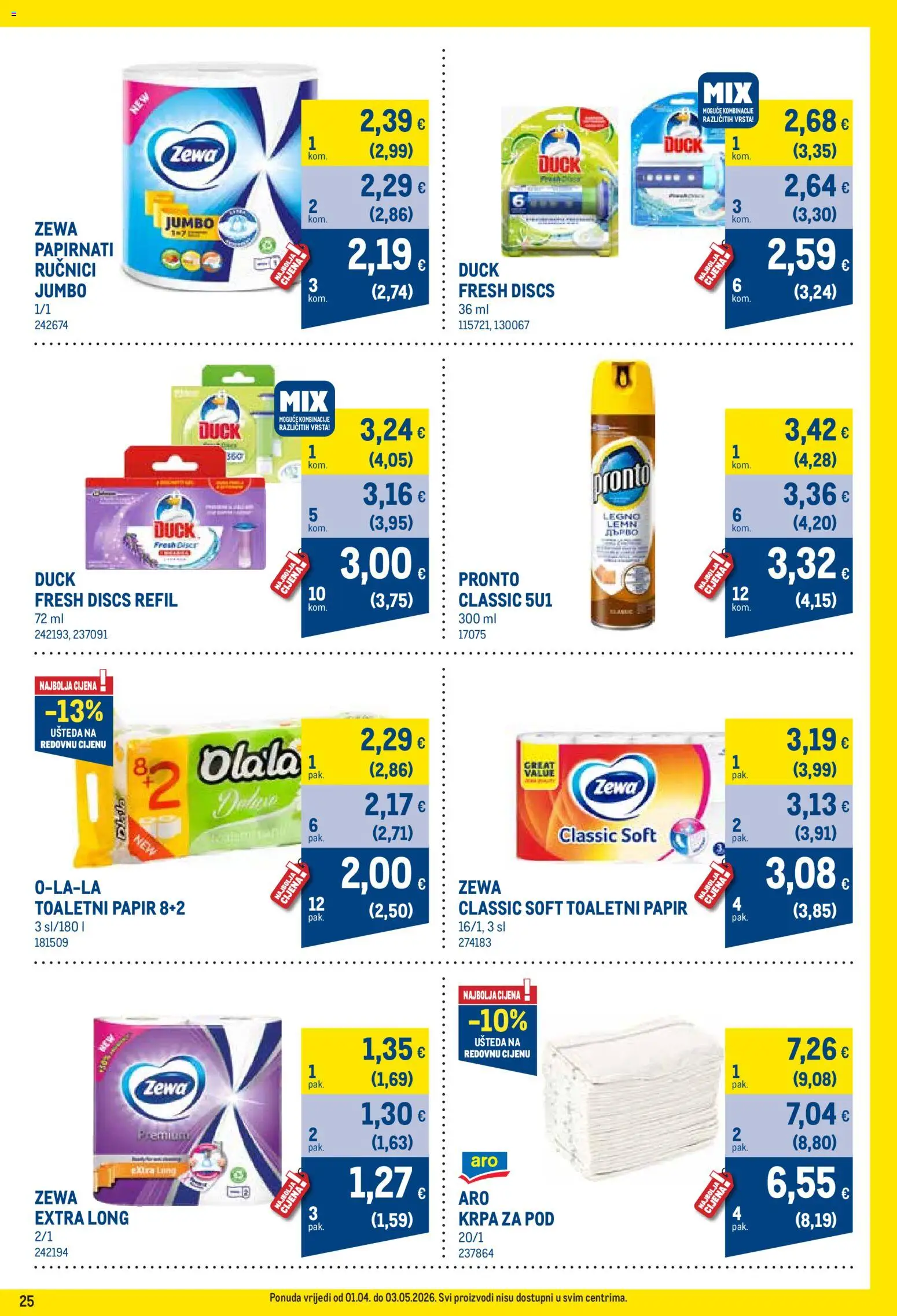 Metro katalog | vrijedi od 01.04.2026 | Stranica: 25 | Proizvodi: Krpa, Toaletni papir, Zewa