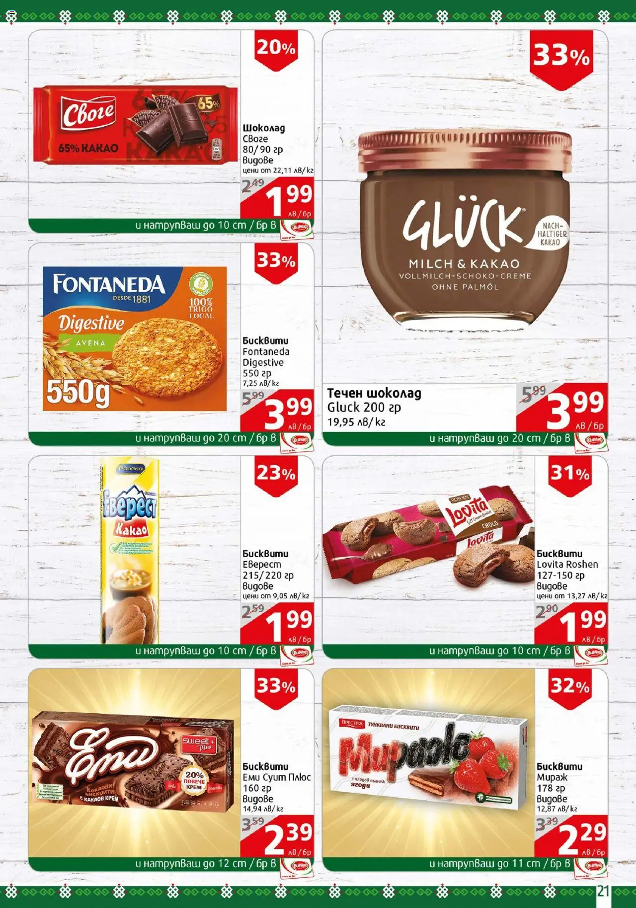  | Страница: 21 | Продукти: Шоколад, Бисквити