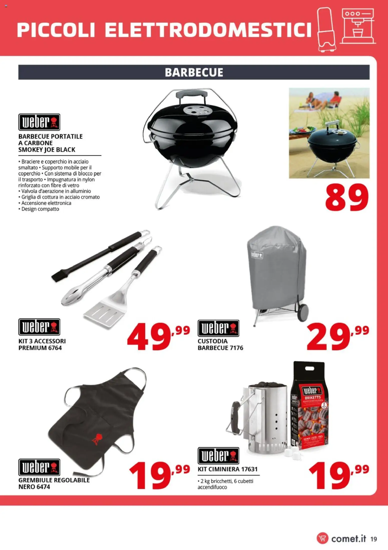 Volantino Comet del 24.04.2026 | Pagina: 19 | Prodotti: Barbecue, Alluminio, Griglia, Grembiule