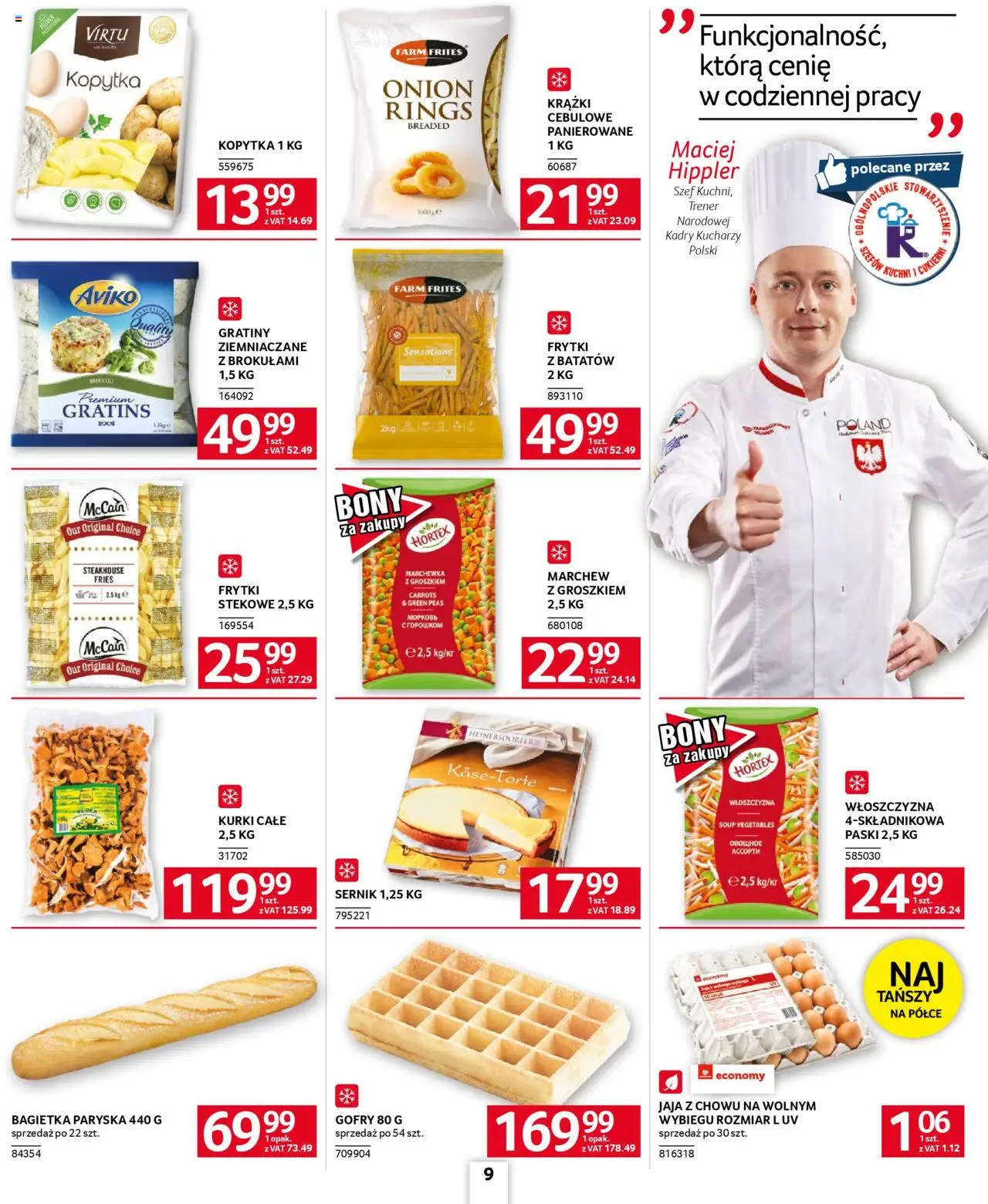 Selgros cash&carry Gazetka - Oferta dla gastronomii od 09.10.2025 | Strona: 9 | Produkty: Kopytka, Frytki, Marchewka, Jaja