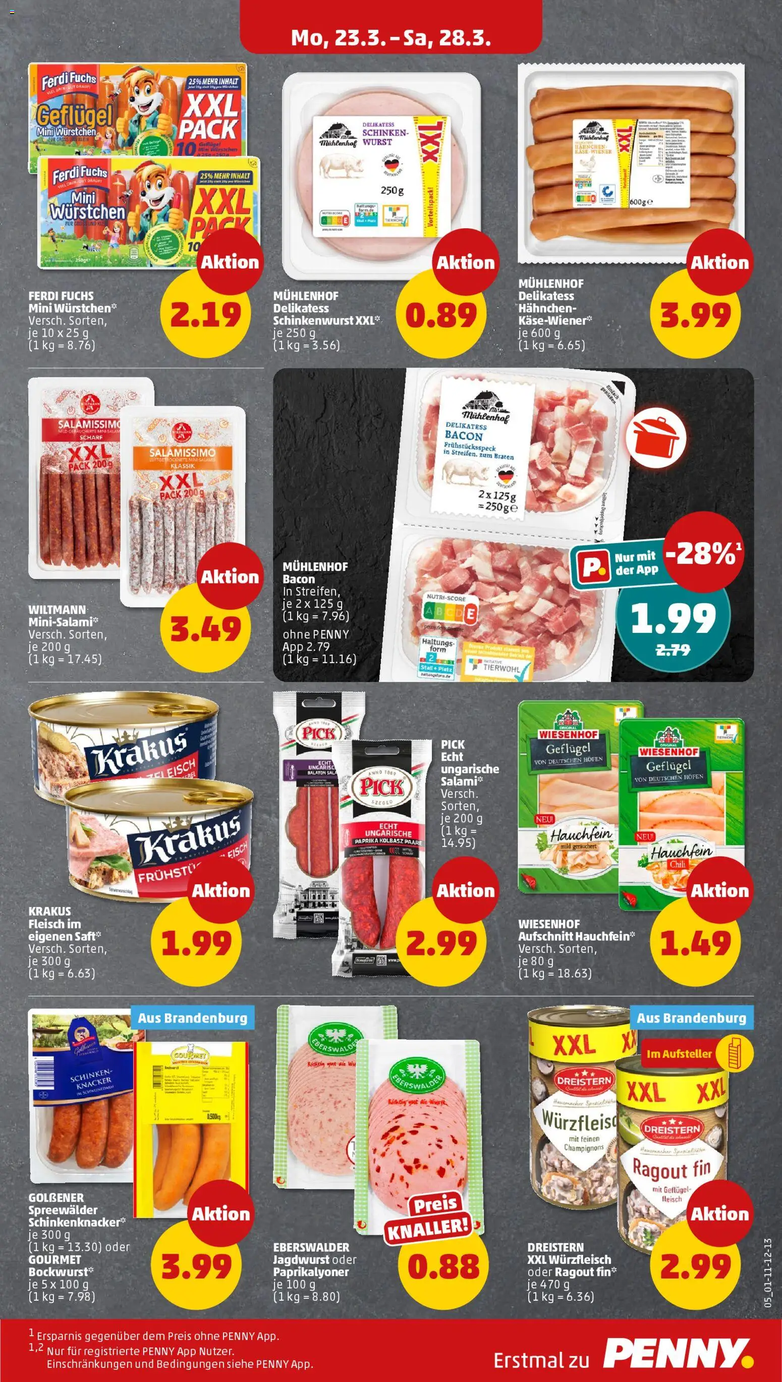 Penny Prospekt 	 – gültig ab 23.03.2026 | Seite: 7 | Produkte: Fisch, Paprika, Salami, Schinken