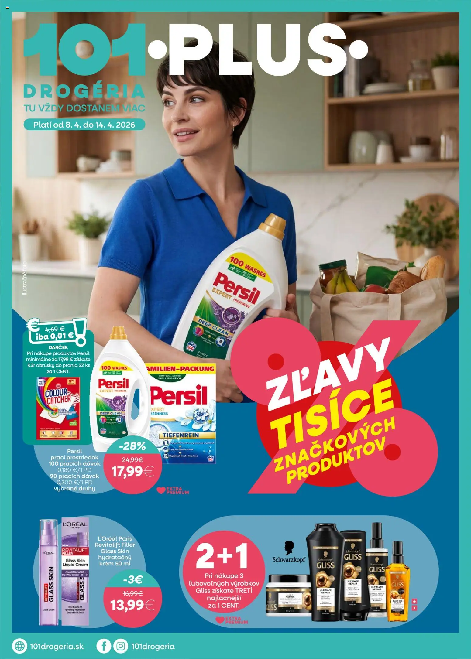 Nové 101 drogerie akcie – leták je platný od 08.04.2026 | Strana: 1 | Produkty: Persil, Krém