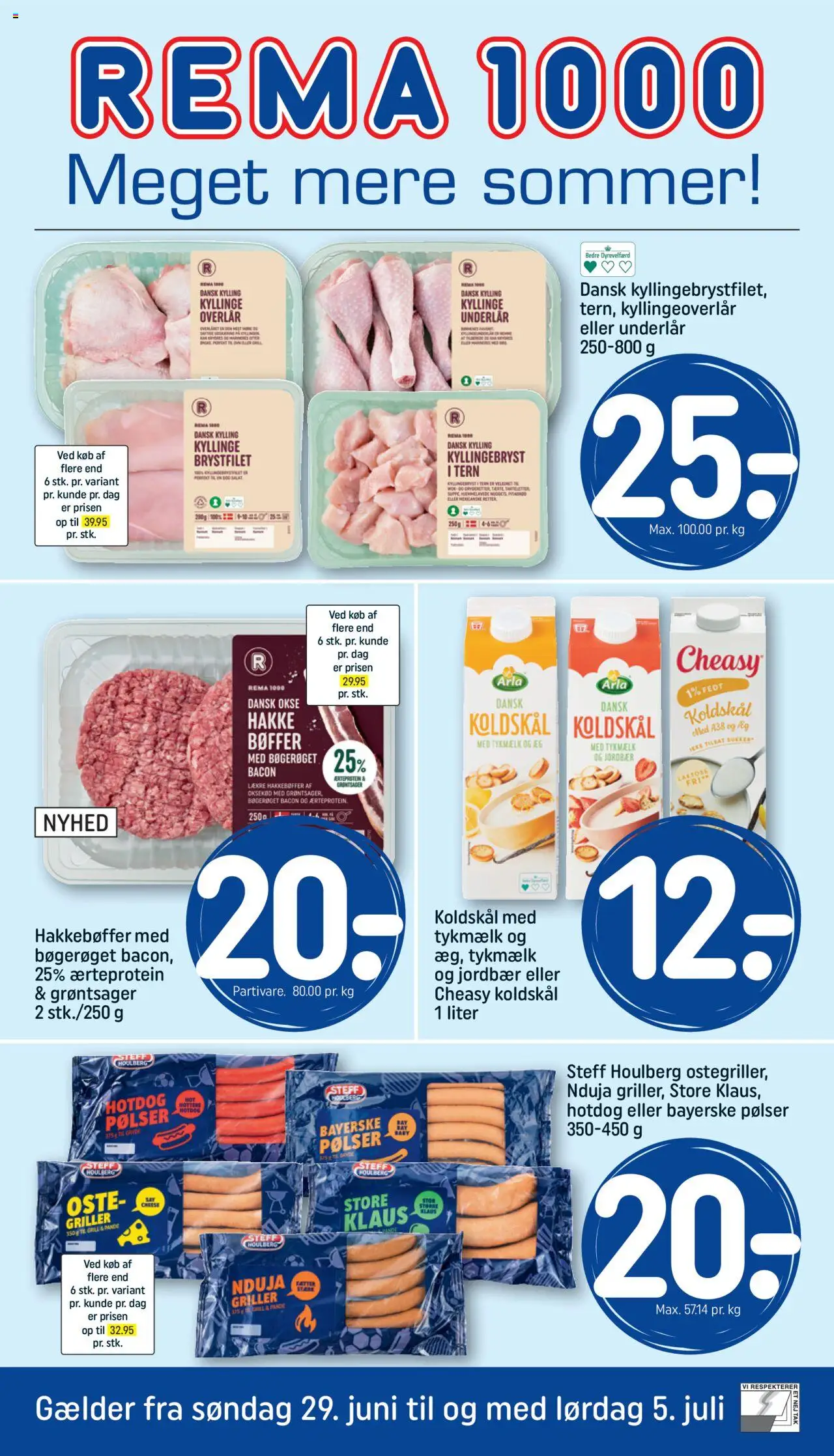 Rema 1000 Tilbudsavis gyldig fra 29.06.2025 | Side: 1 | Produkter: Te, Jordbær, Koldskål, Oksekød