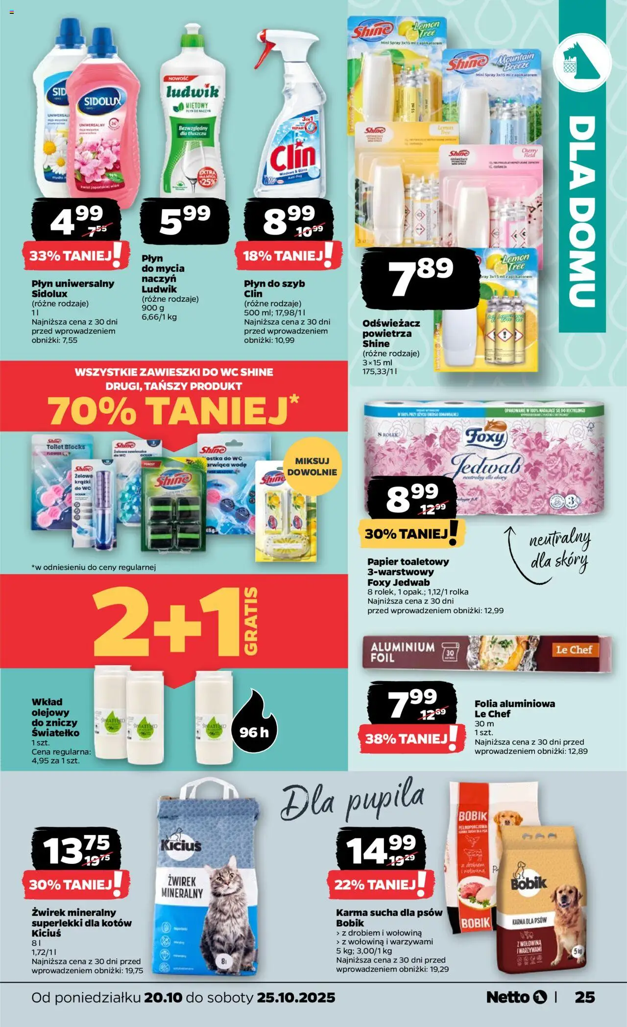 Netto gazetka - Spożywcza od 20.10.2025 | Strona: 25 | Produkty: Odświeżacz, Papier toaletowy, Wołowina, Karma dla psów