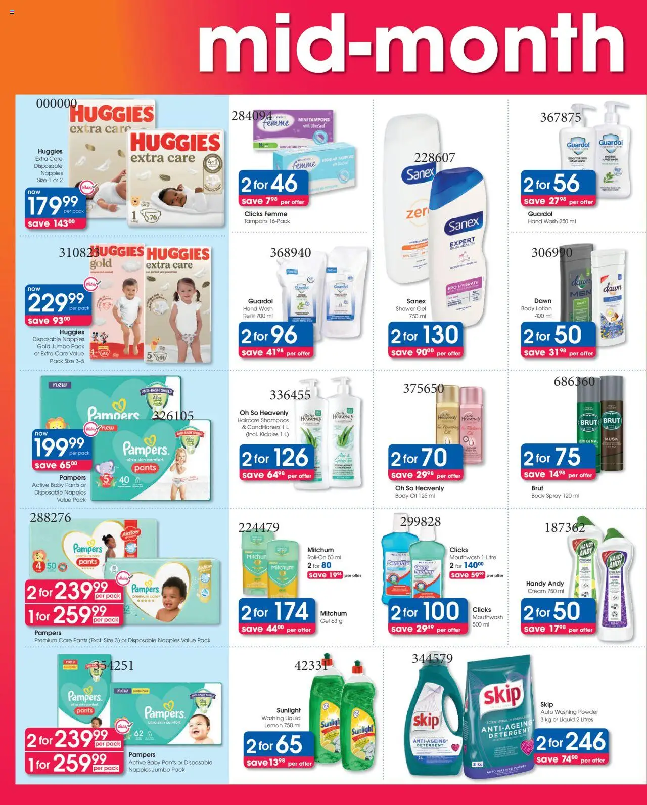 Clicks Specials │ valid from 07.08.2025 | Page: 2 | Products: Shower, Body spray, Powder, Washing powder
