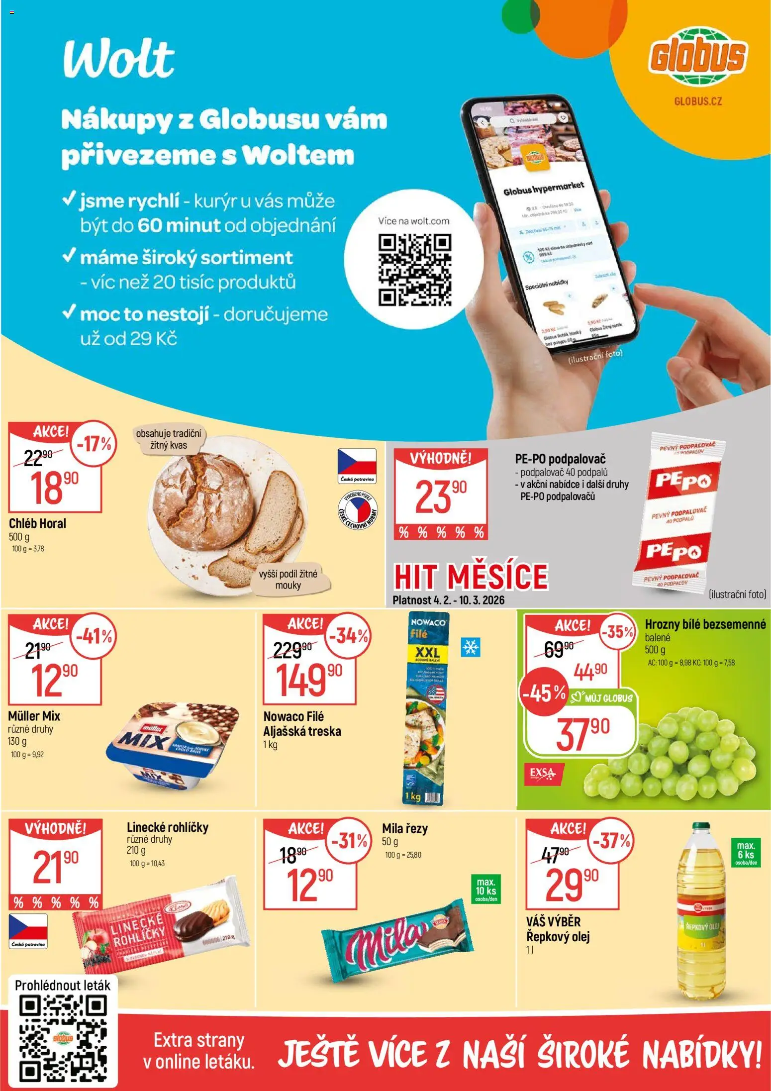 Globus leták - Praha Černý Most od 04.02.2026 | Strana: 2 | Produkty: Olej, Řepkový olej, Nowaco file, File