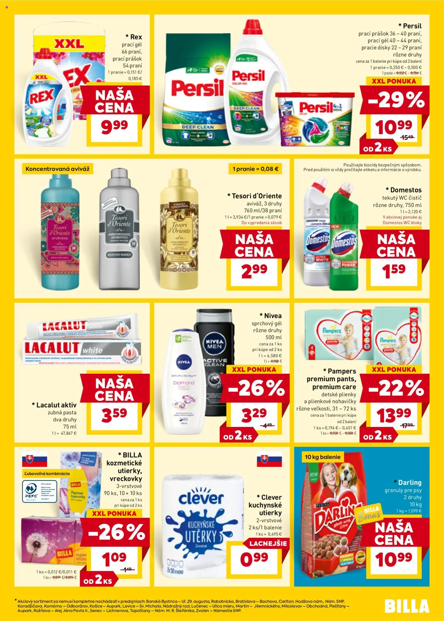 Nové Billa akcie – leták je platný od 19.11.2025 | Strana: 19 | Produkty: Persil, Prací prášok, Domestos, Pampers