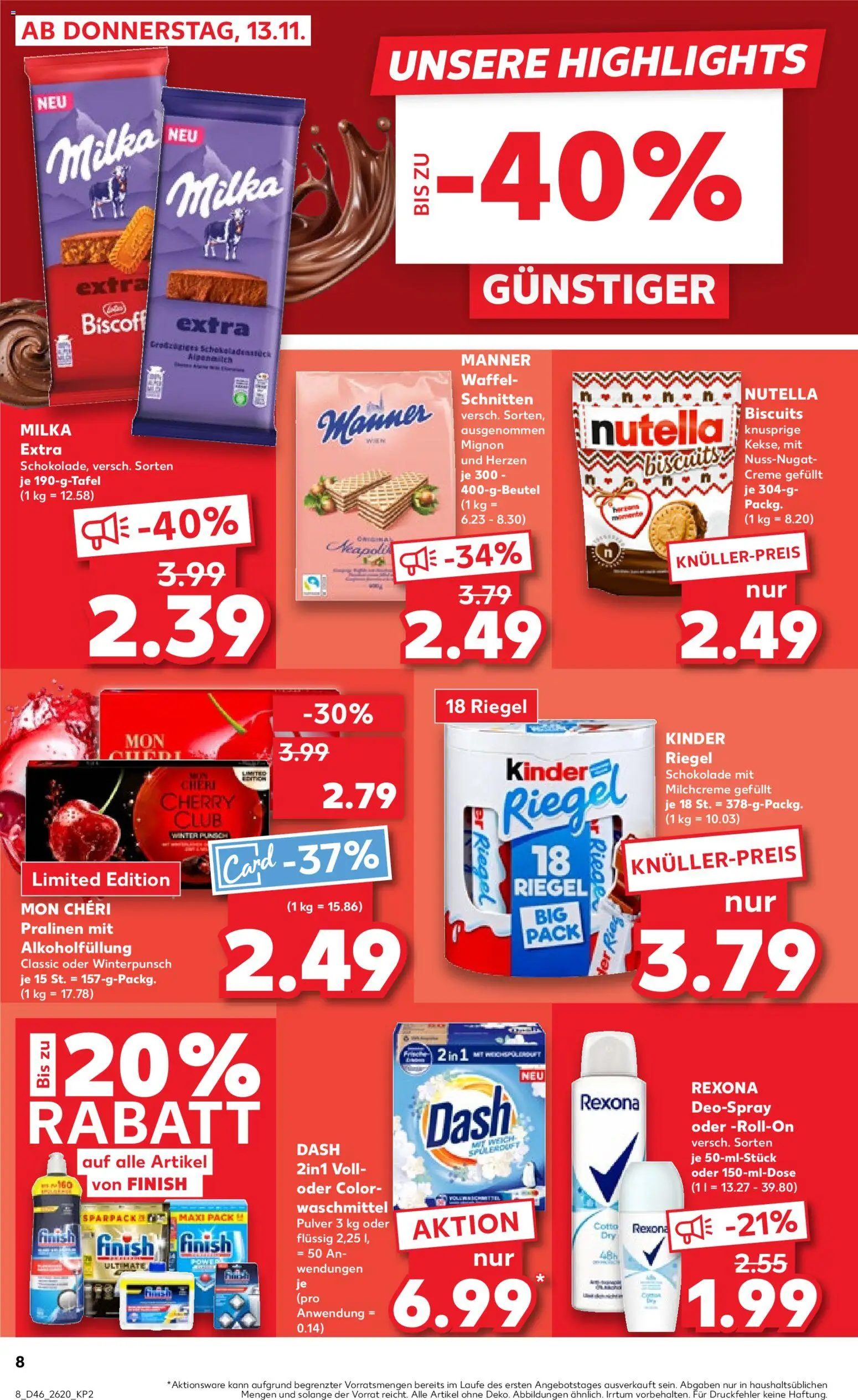 Kaufland prospekt Leipzig	 – gültig ab 13.11.2025 | Seite: 8 | Produkte: Creme, Nutella, Deospray, Mon cheri