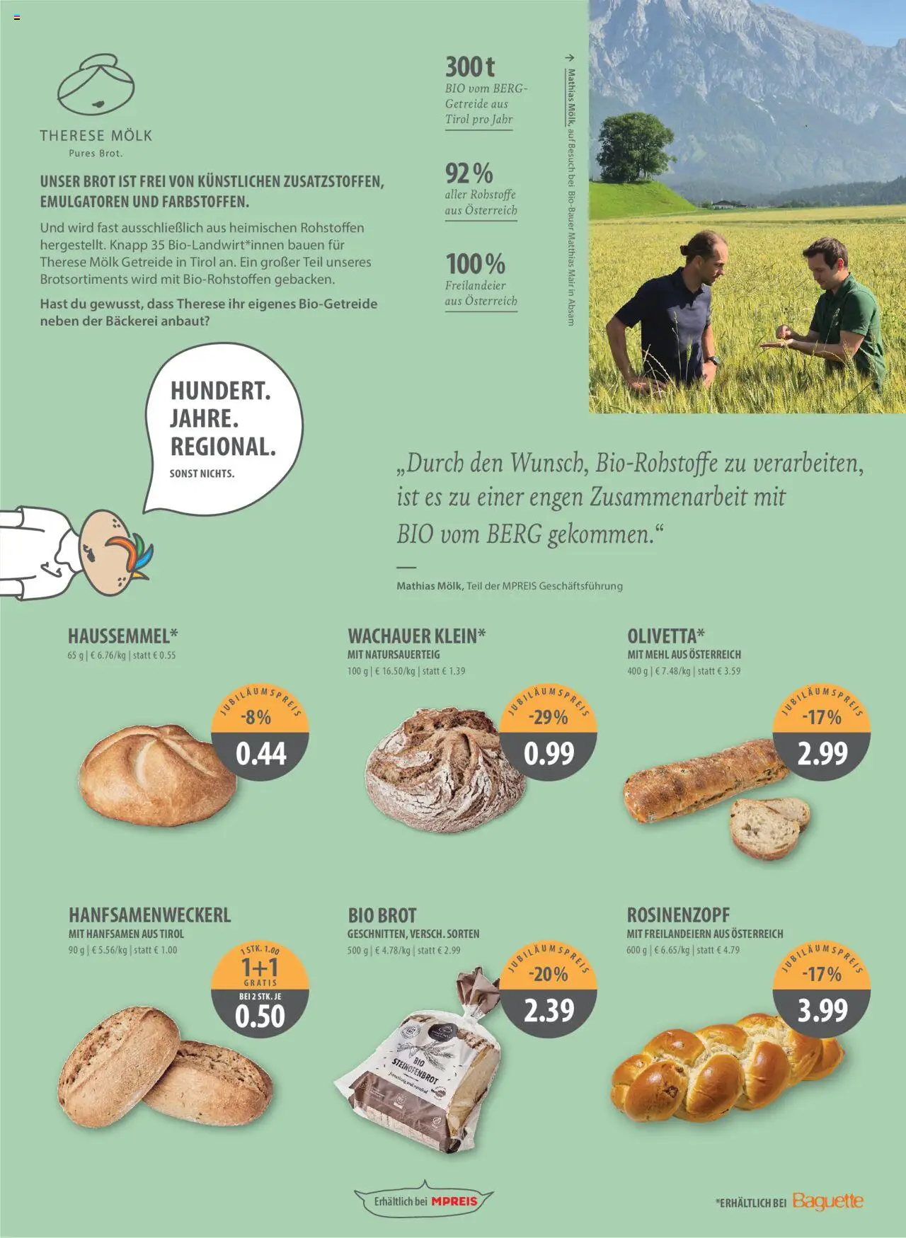 MPREIS Tirol gültig ab 02.10.2025 | Seite: 8 | Produkte: Getreide, Jääkaappipakastin, Bäckerei, Brot