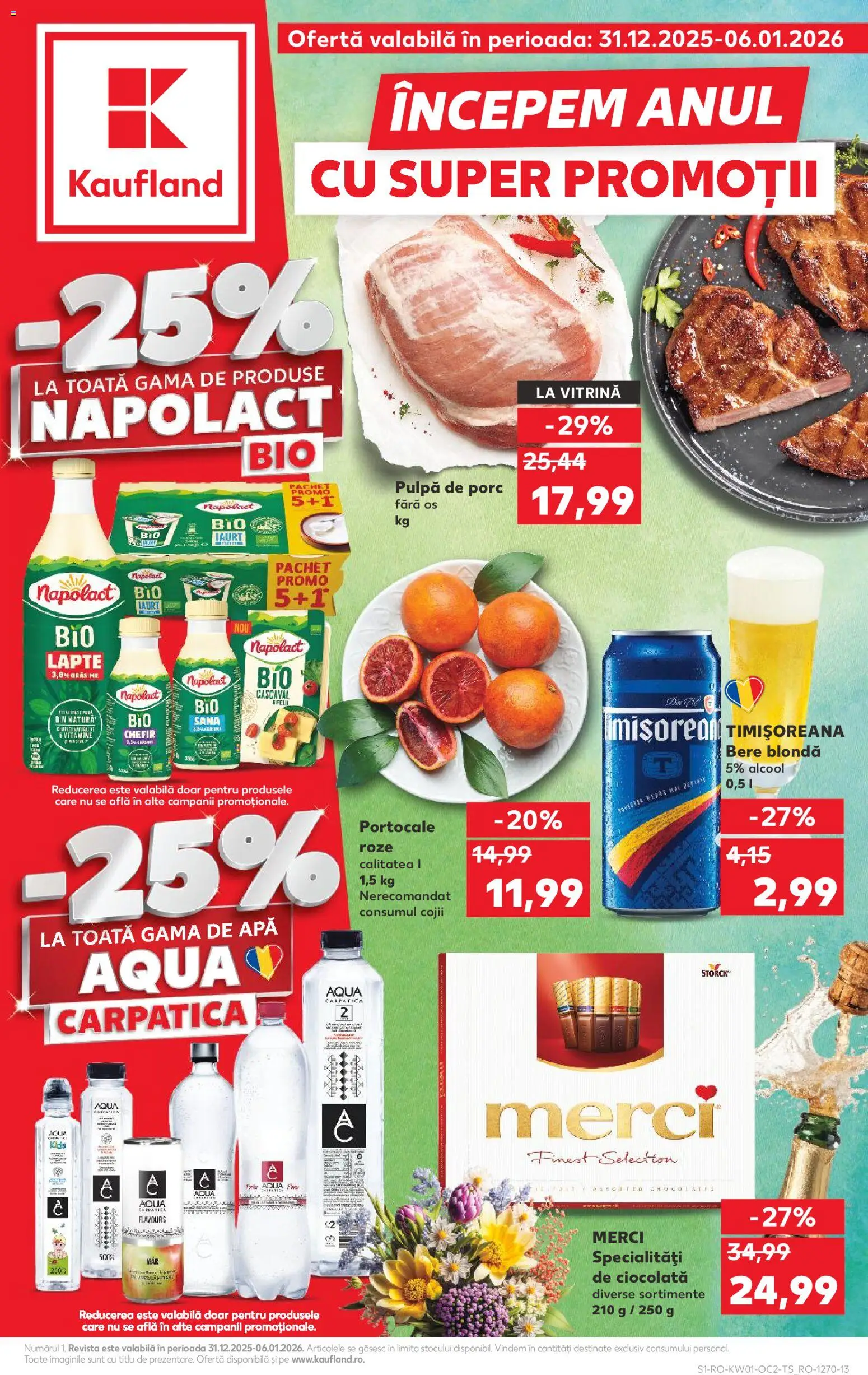 Noul catalog Kaufland – valabil de la 31.12.2025 | Pagină: 1 | Produse: Vitrină, Iaurt, Ciocolată, Portocale