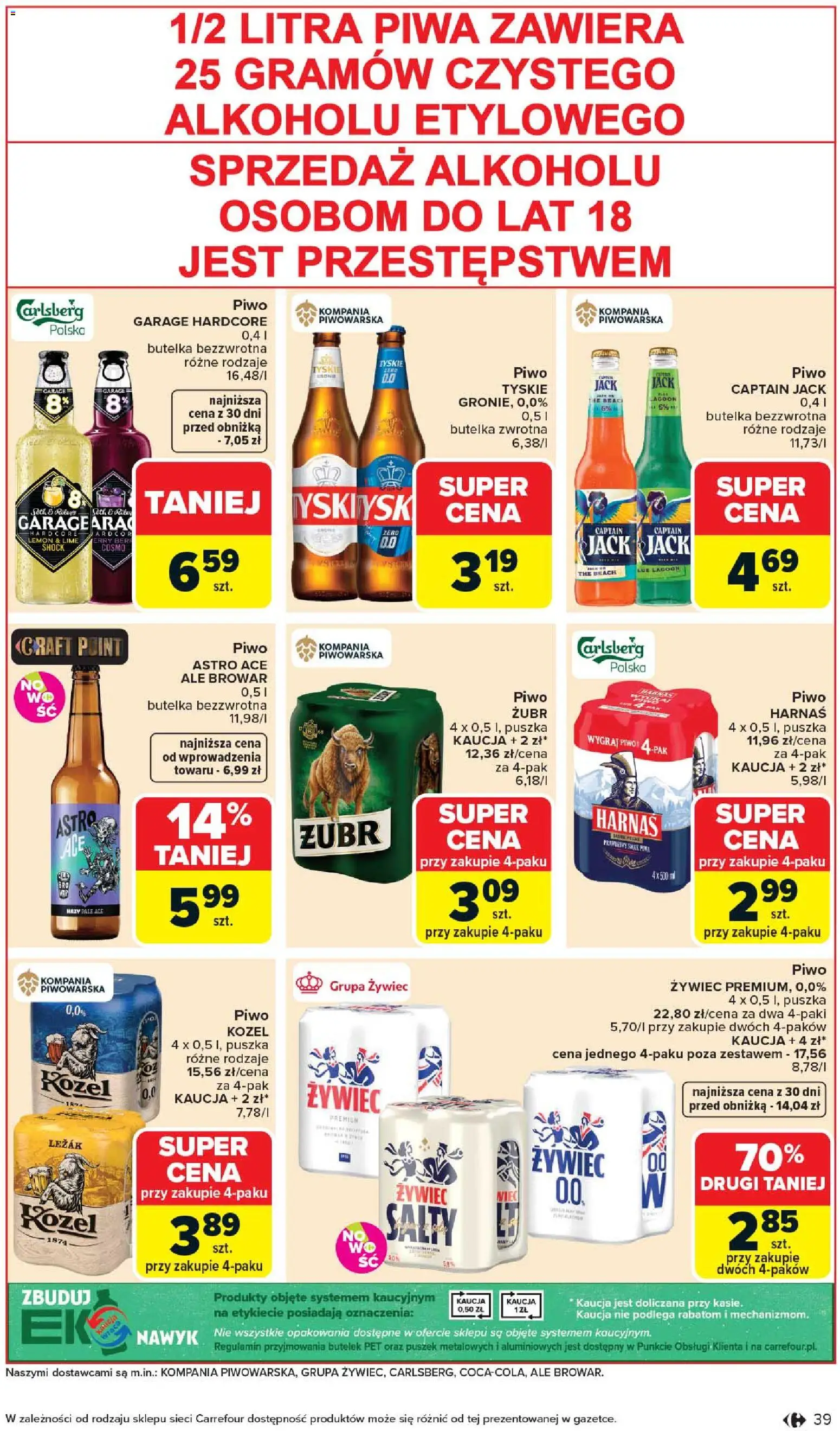 Carrefour gazetka od 20.04.2026 | Strona: 41 | Produkty: Leżak, Tyskie, Harnaś, Piwo