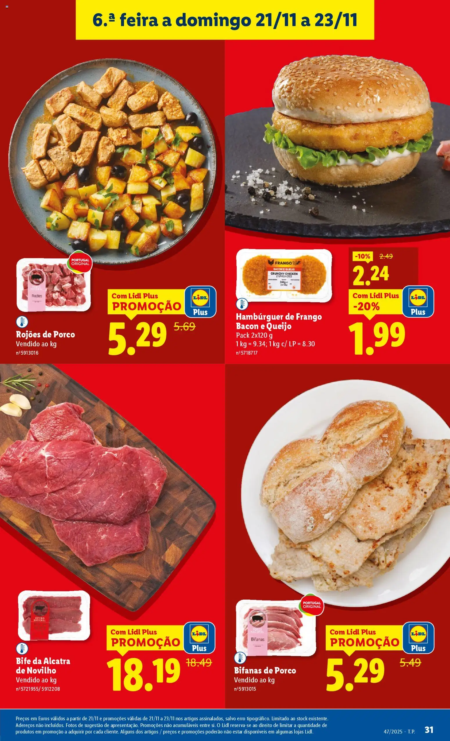 Lidl folheto │ válido de 17.11.2025 | Página: 31 | Produtos: Bacon, Frango, Hambúrguer, Queijo