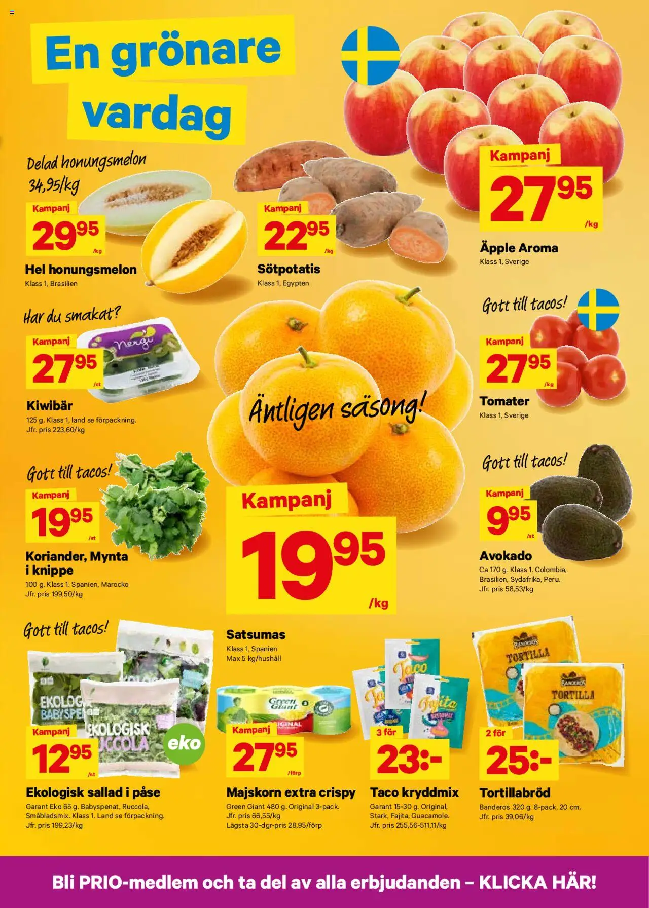 City Gross reklamblad aktuell från 29.09.2025 | Sida: 3 | Produkter: Tortilla, Tomater, Äpple, Sallad