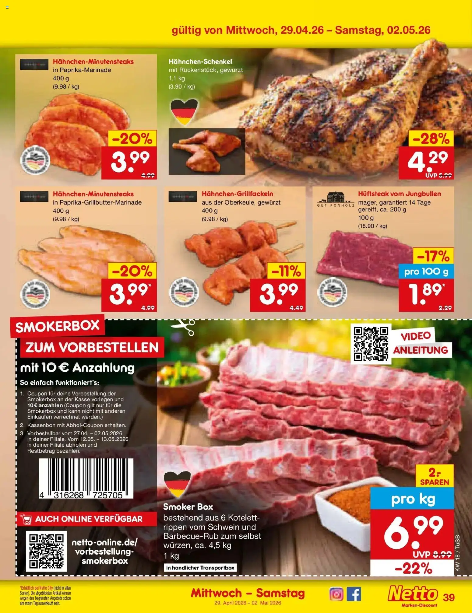 Netto Marken-Discount Prospekt Lahr-Langenwinkel	 – gültig ab 27.04.2026 | Seite: 53 | Produkte: Hahnchenschenkel, Box, Video