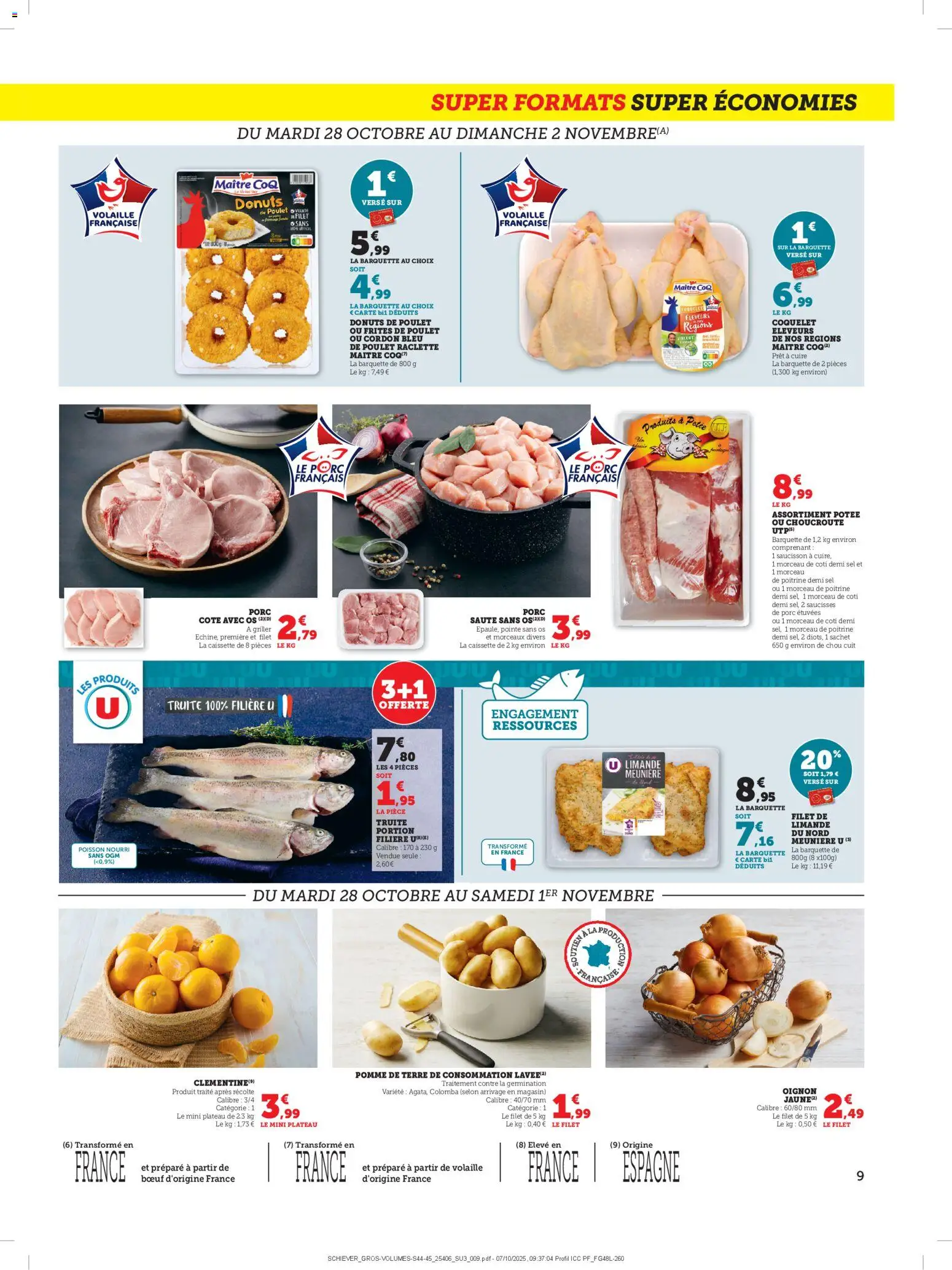 {H1} | Page: 9 | Produits: Pomme, Coquelet, Poisson, Cordon bleu