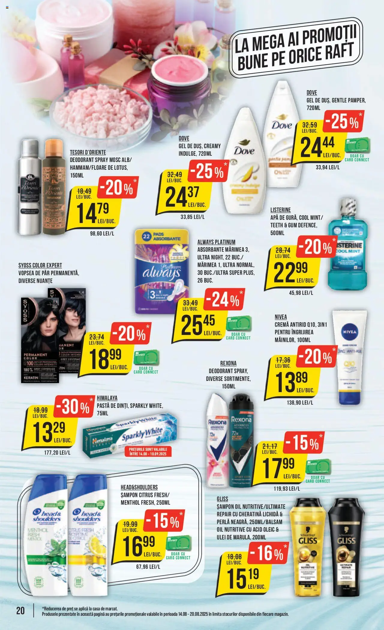 Catalog Mega Image – valabil de la 14.08.2025 | Pagină: 20 | Produse: Vopsea, Raft, Șampon, Ulei