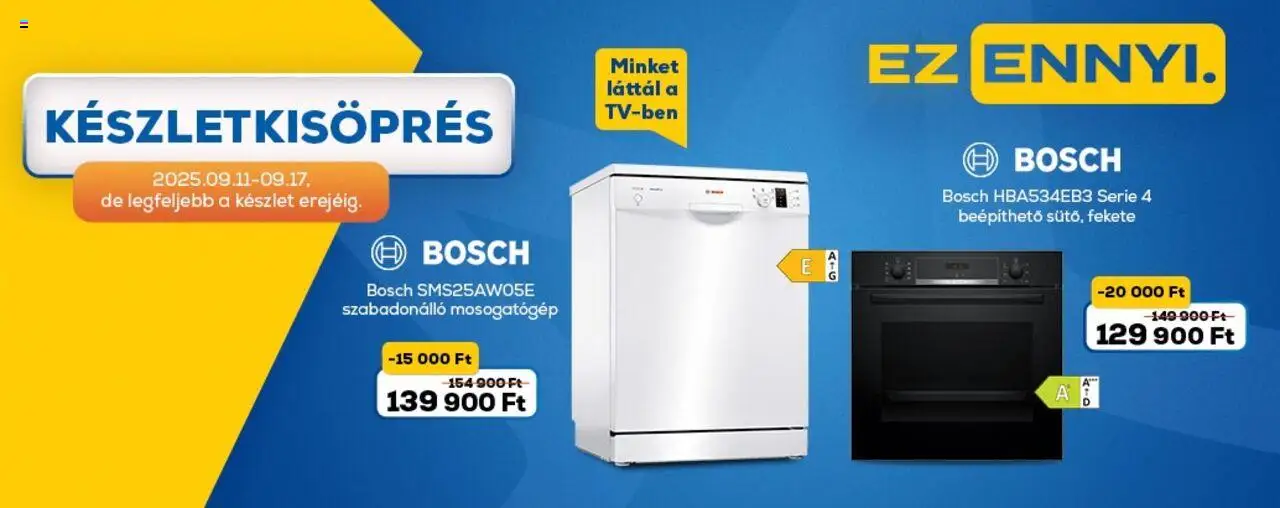 Euronics akciós ujság - amely érvényes a következő dátumtól: 11.09.2025 | Oldal: 1 | Termékek: Mosogatógép
