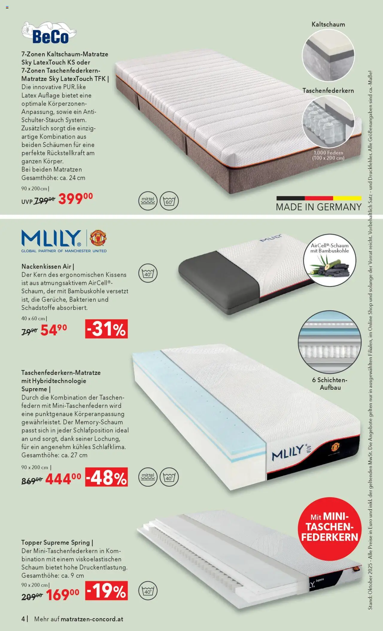 Matratzen Concord Flugblatt gültig ab 01.10.2025 | Seite: 4 | Produkte: Matratze