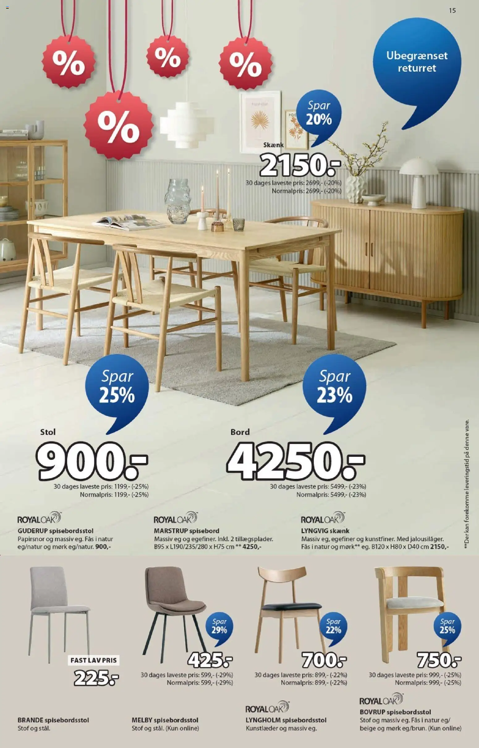 JYSK tilbudsavis – gyldig fra 31.12.2025 | Side: 15 | Produkter: Bord, Stol, Skænk, Stof