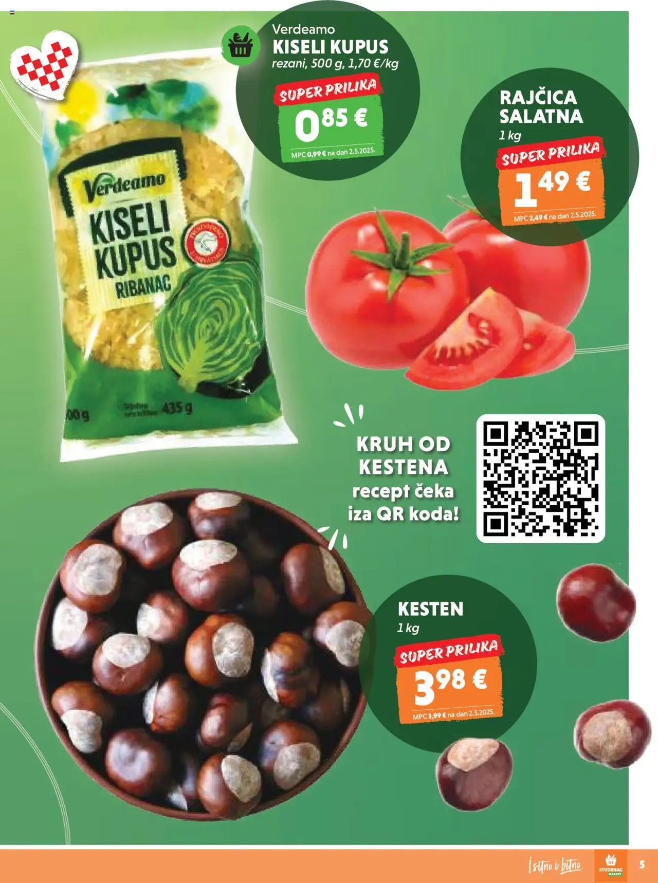 Studenac katalog | vrijedi od 08.10.2025 | Stranica: 5 | Proizvodi: Kesten, Kruh, Kupus, Rajčica