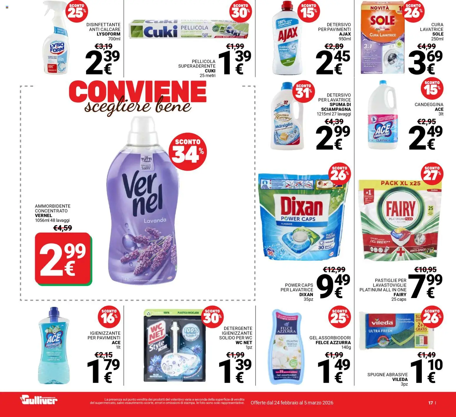 Volantino Gulliver del 24.02.2026 | Pagina: 17 | Prodotti: Ammorbidente, Lavastoviglie, Pellicola, Lavanda