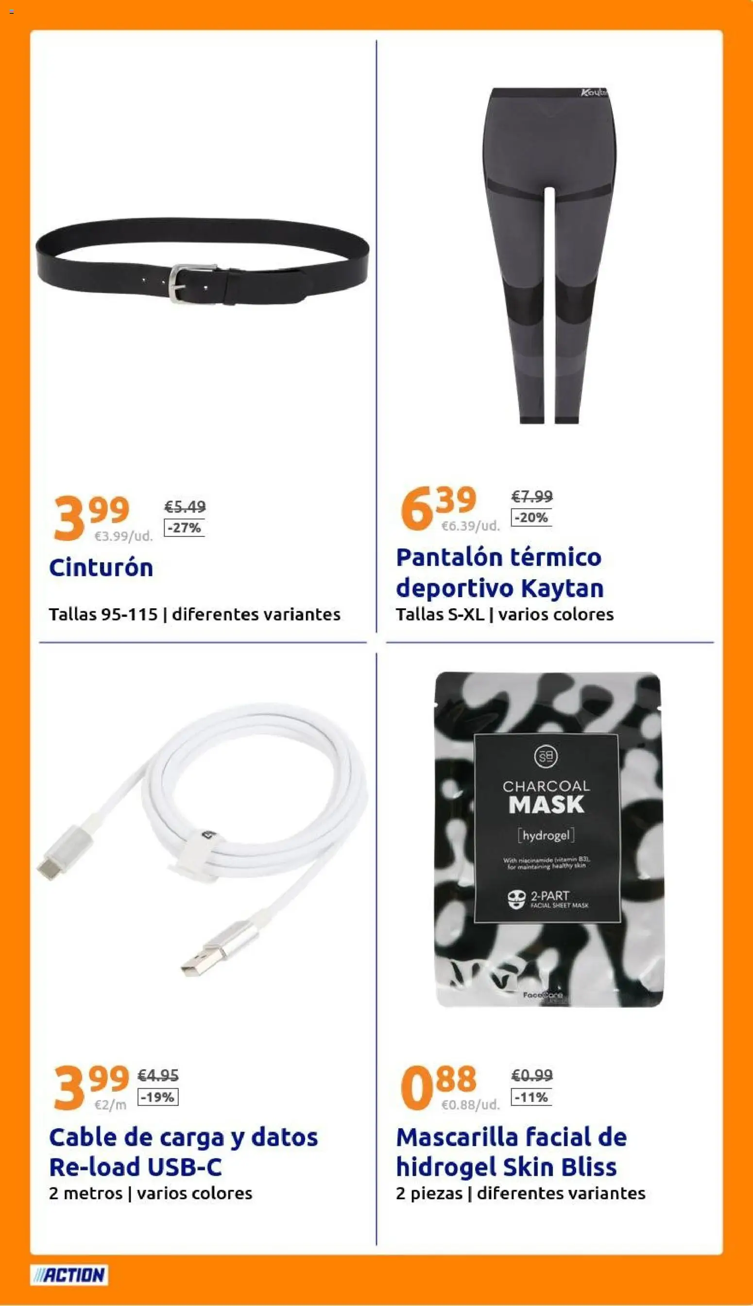 Action - Action ES week 51 2025 │ válido desde el 17.12.2025 | Página: 23 | Productos: Mascarilla facial, Cinturón, Cable