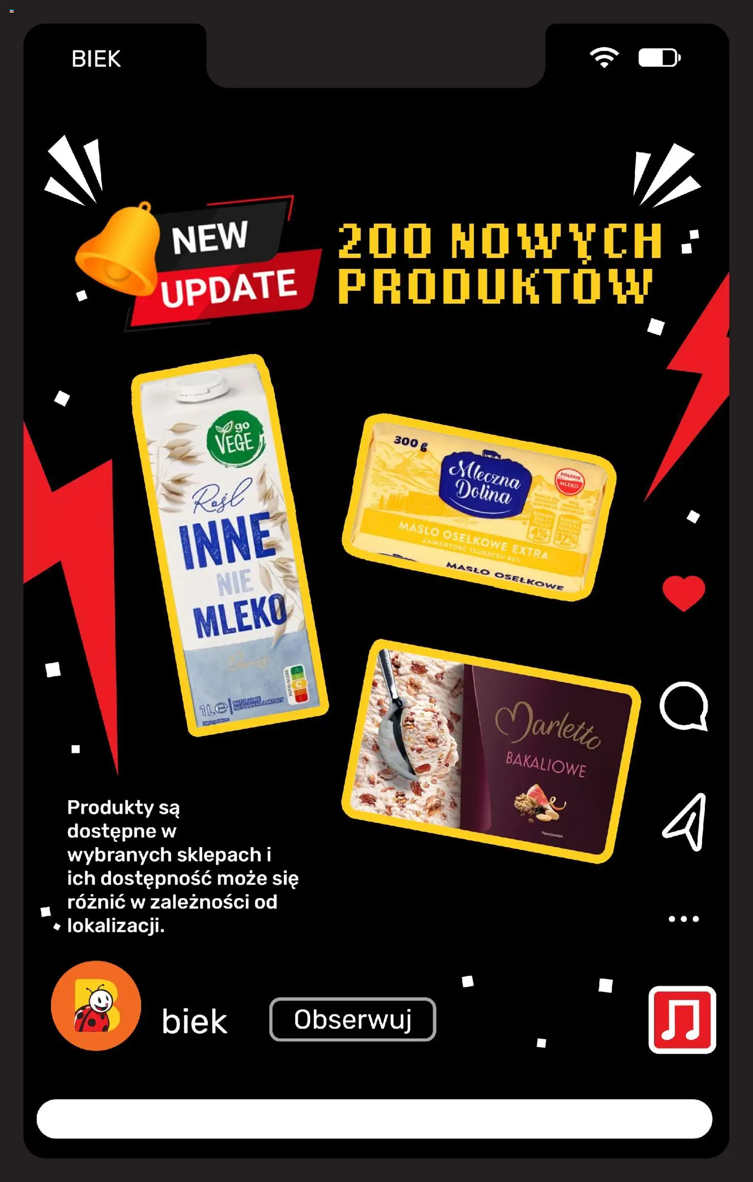 Biedronka gazetka - Biek od 03.04.2026 | Strona: 9 | Produkty: Napój owsiany, Mleko, Masło, Lody