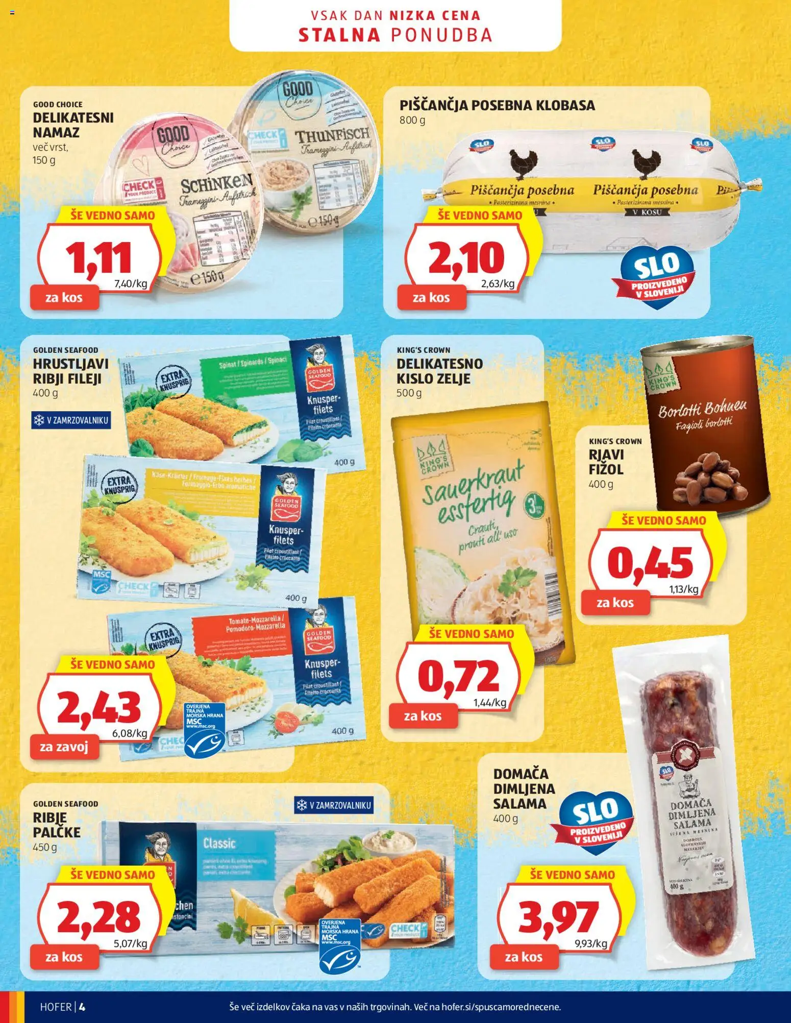 Novi Hofer katalog ponudbe – veljaven od 18.02.2026 | Stran: 4 | Izdelki: Namaz, Kos, Salama, Zelje