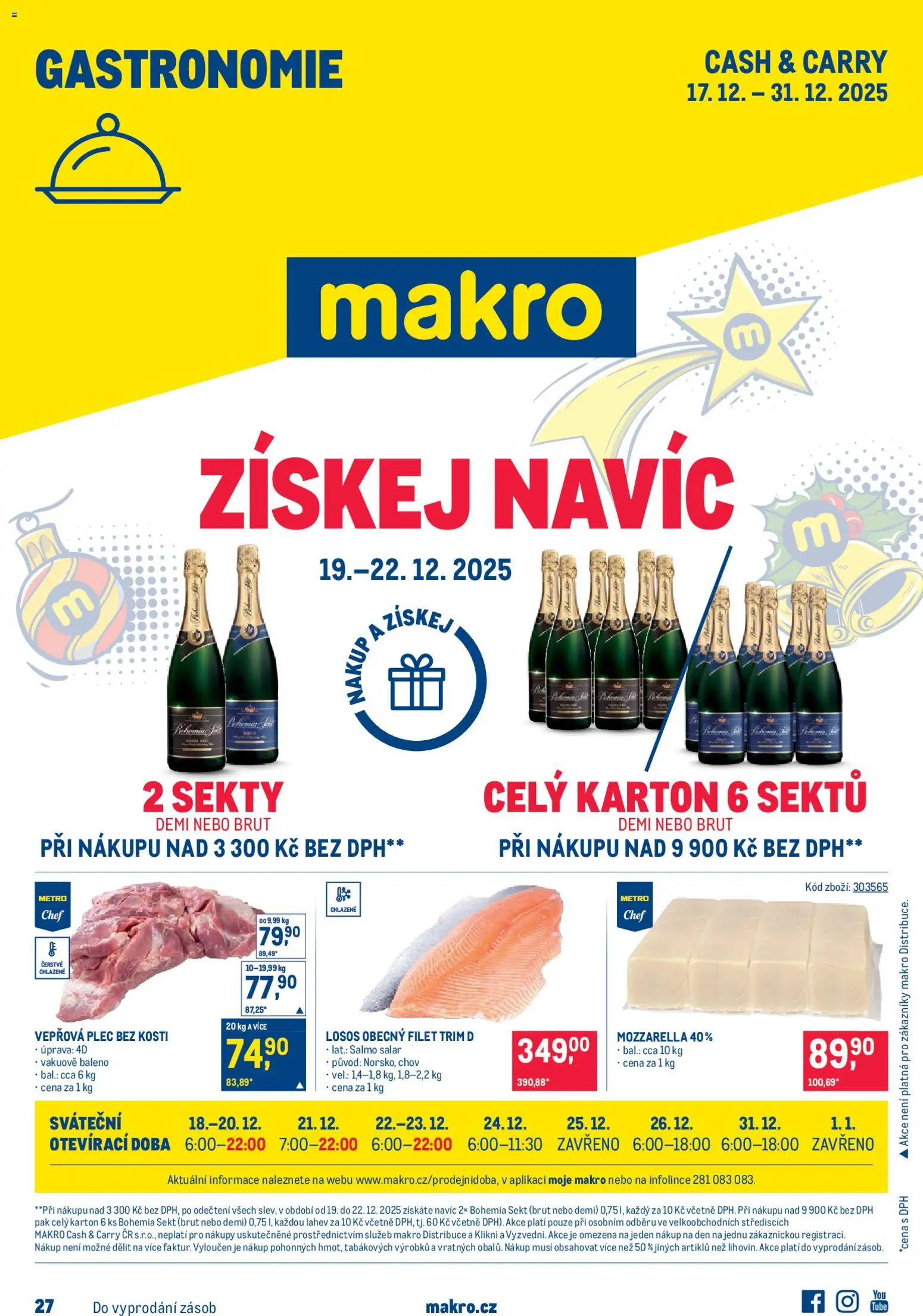 Makro leták - Gastronomie od 17.12.2025 | Strana: 1 | Produkty: Plec bez kosti, Sekt, Filet, Vepřová plec