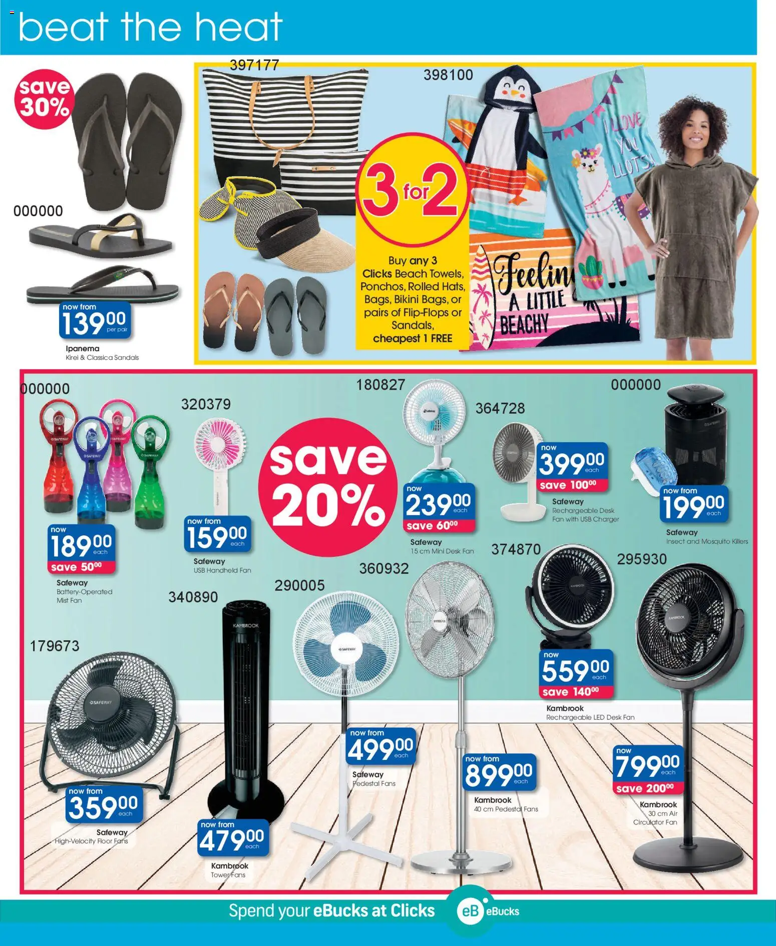 New Clicks catalogue – valid from 30.12.2025 | Page: 10 | Products: Sandals, Pedestal, Fan, Charger