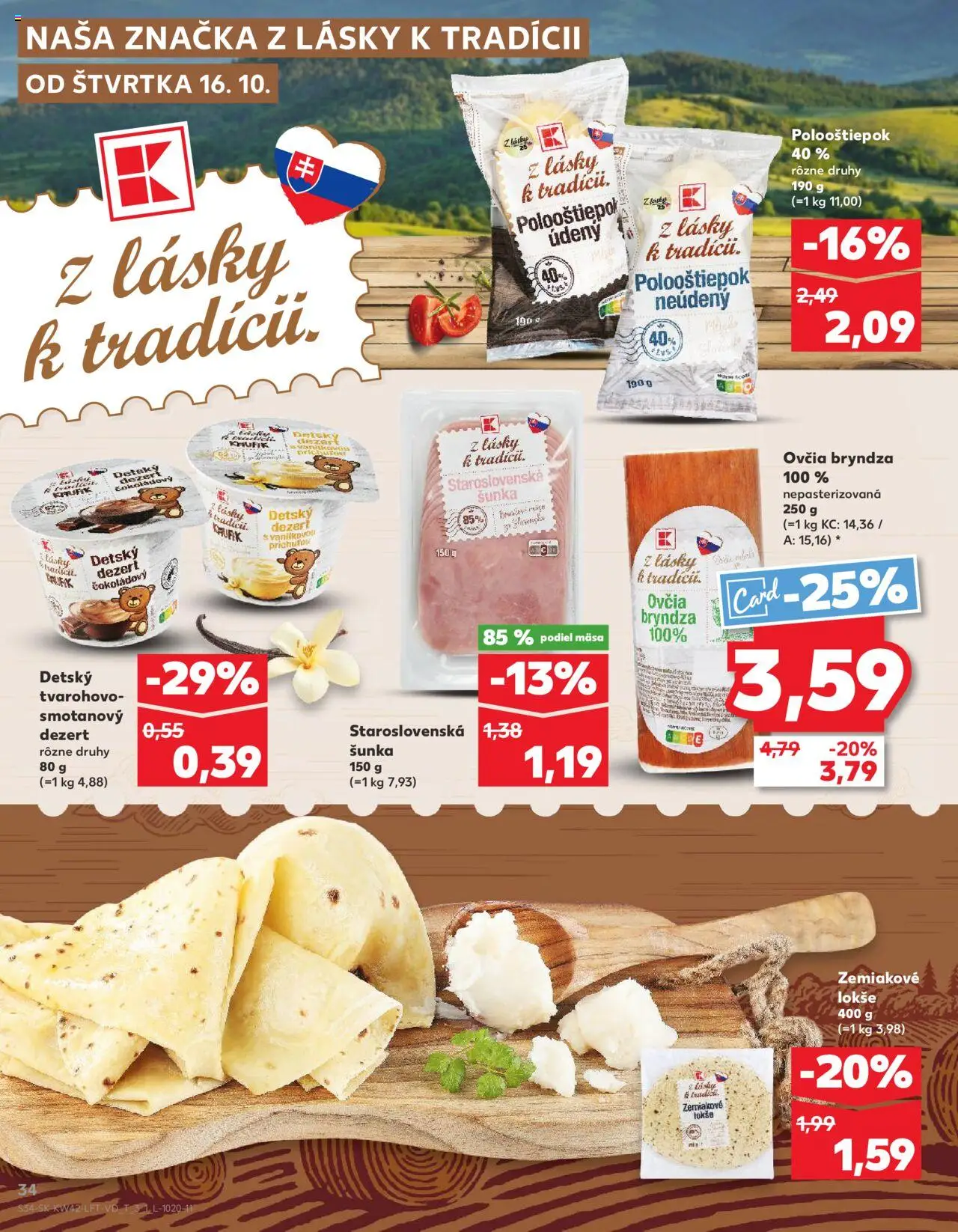 Nové Kaufland akcie – leták je platný od 16.10.2025 | Strana: 34 | Produkty: Šunka, Bryndza