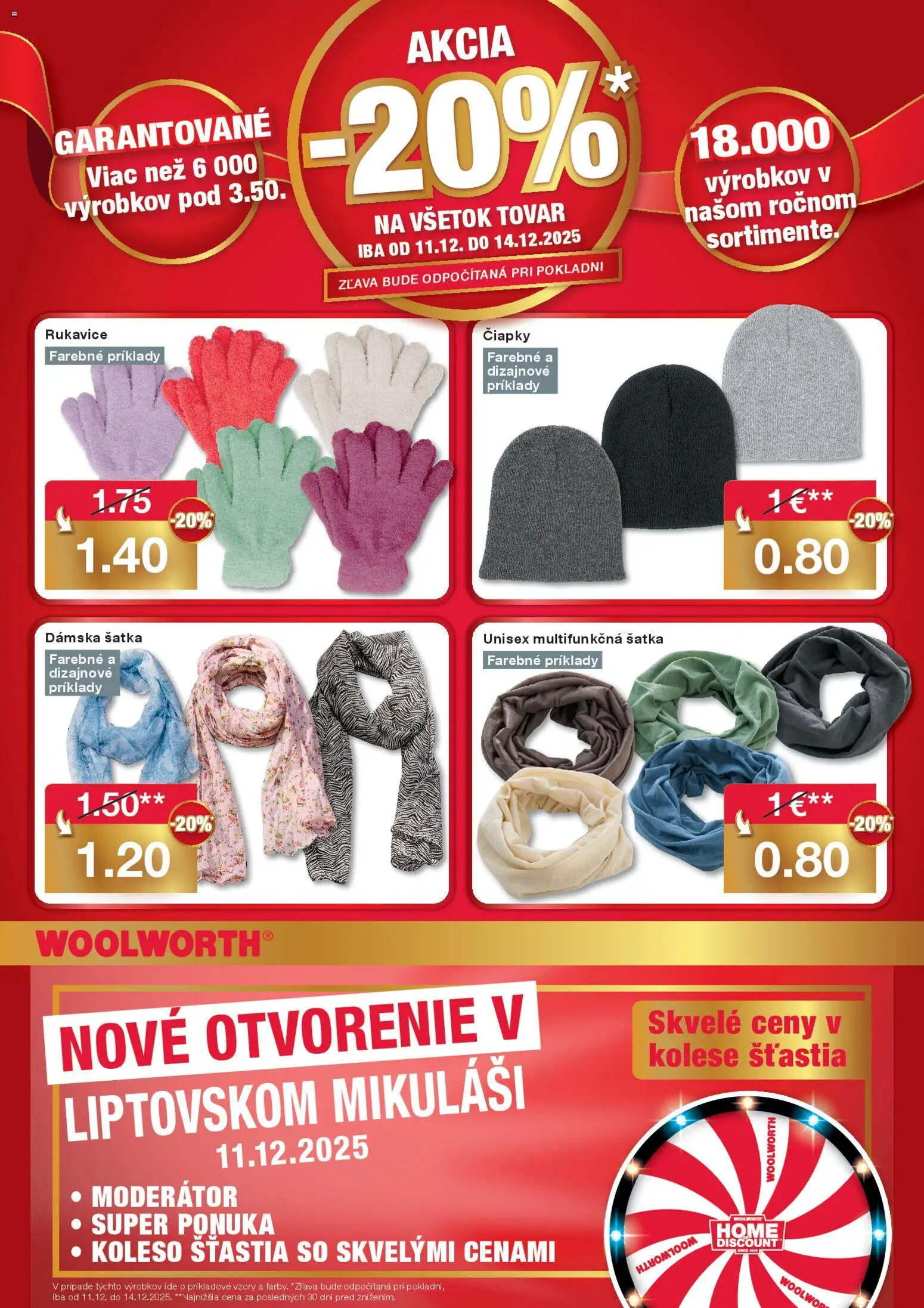 Nové Woolworth akcie – leták je platný od 09.12.2025 | Strana: 8 | Produkty: Šatka, Rukavice