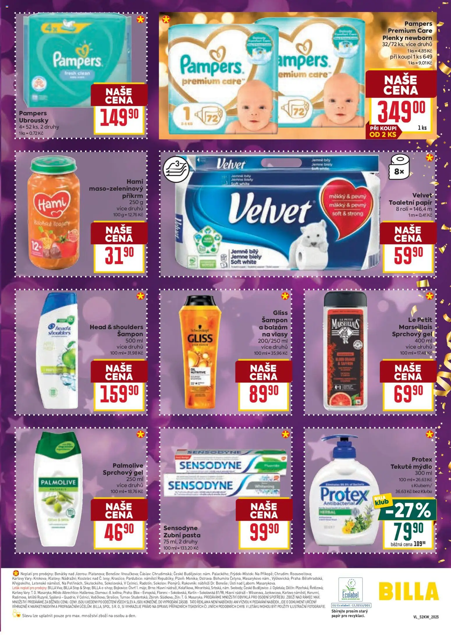 Billa Velký leták od 27.12.2025 | Strana: 31 | Produkty: Mýdlo, Sprchový gel, Toaletní papír, Plenky