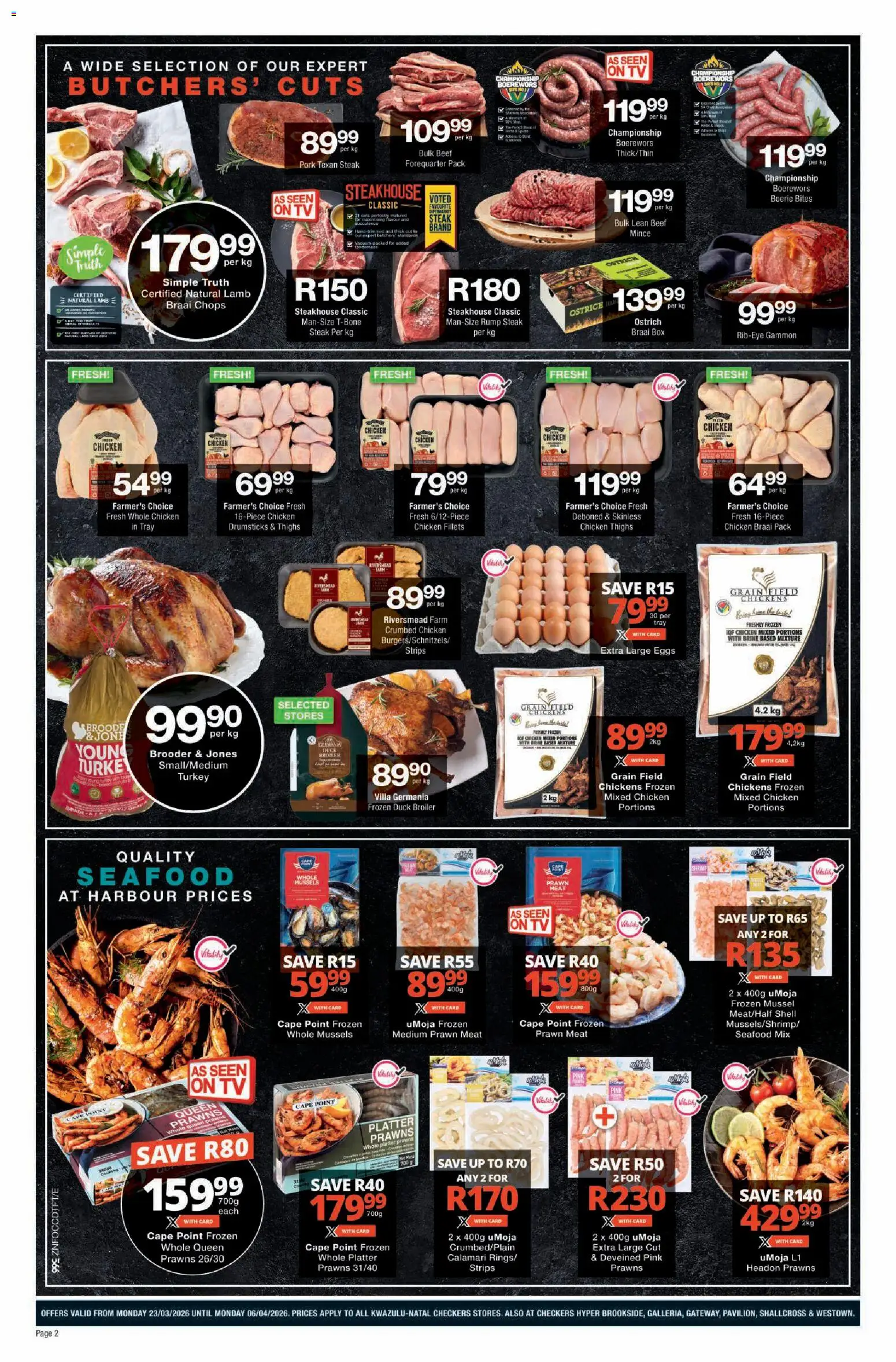 New Checkers catalogue – valid from 23.03.2026 | Page: 2 | Products: Platter, Boerewors, Box, Eggs