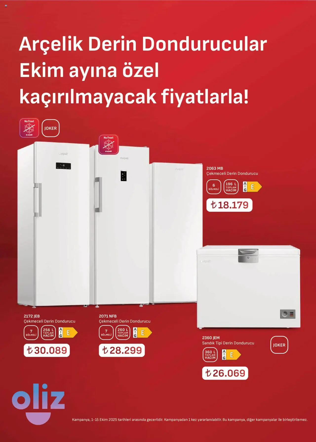 Arçelik Katalog - 01.10.2025 tarihinden itibaren geçerlidir | Sayfa: 13 | Ürünler: Dondurucu