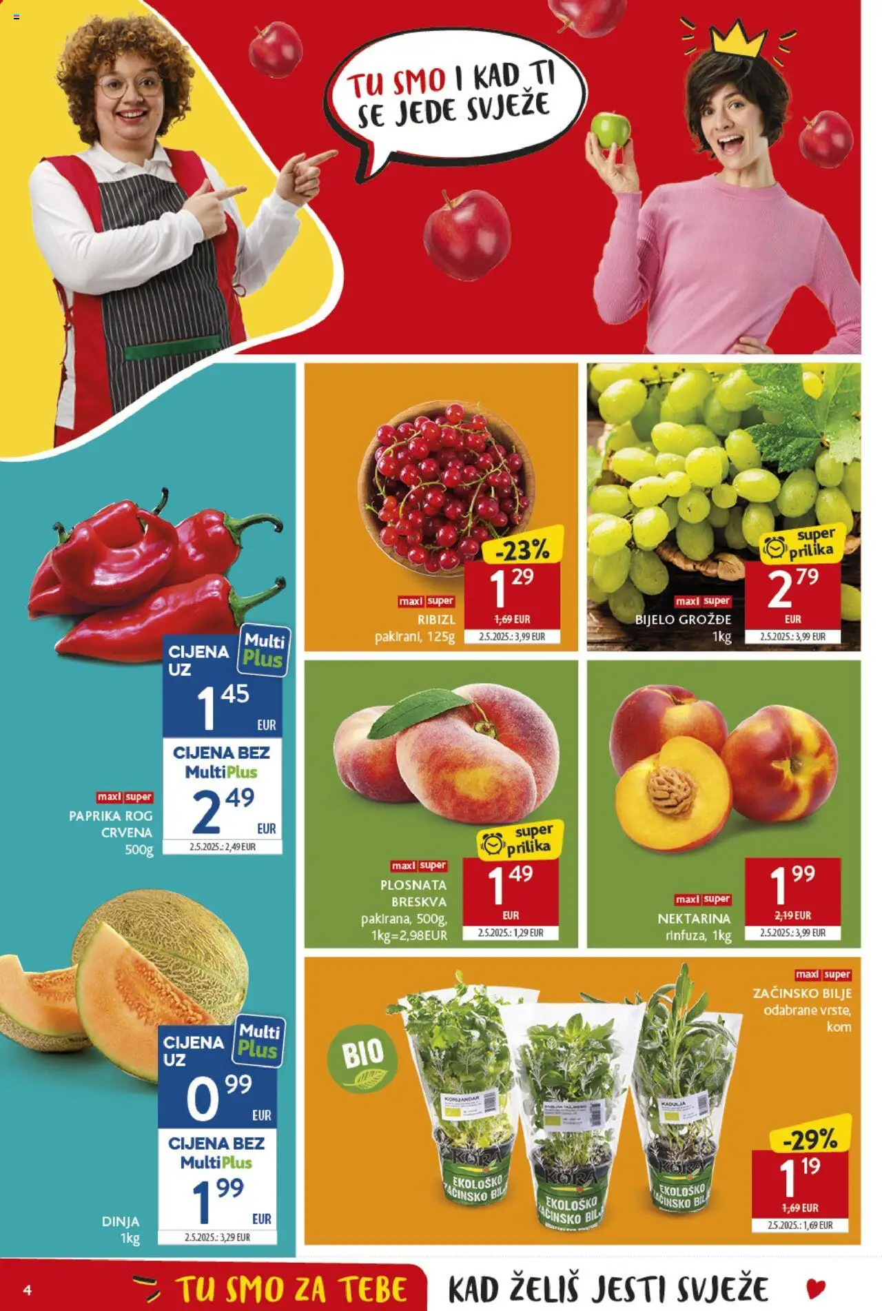 Konzum katalog | vrijedi od 25.06.2025 | Stranica: 4 | Proizvodi: Paprika, Nektarina, Grožđe, Dinja