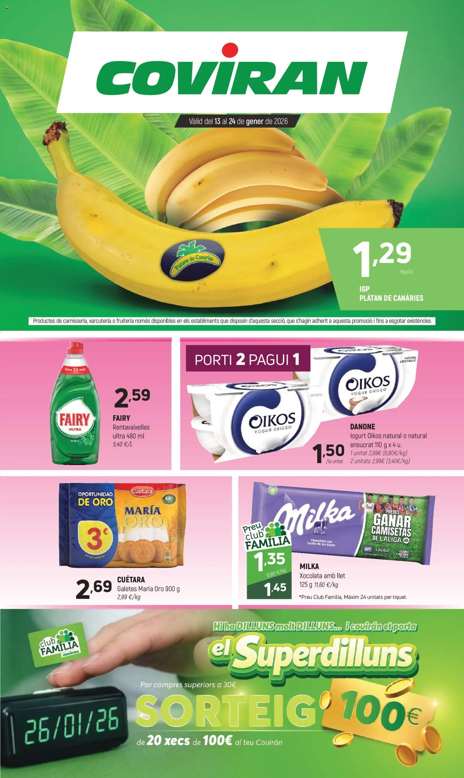 Coviran - Barcelona │ válido desde el 13.01.2026 | Página: 1 | Productos: Leche, Yogur, Chocolate, Μαγειρική εστία