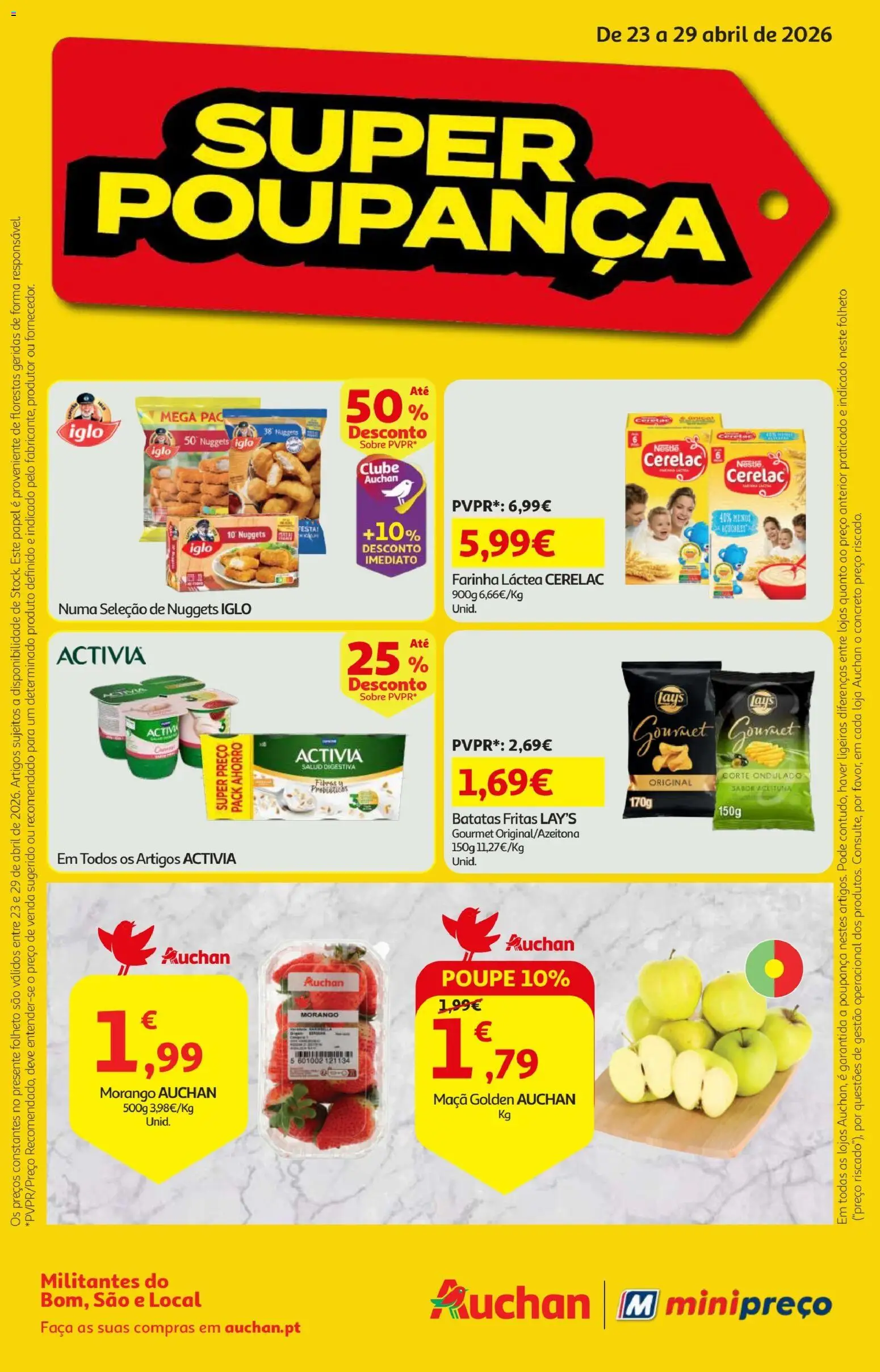 Minipreço folheto │ válido de 23.04.2026 | Página: 1 | Produtos: Faca, Nestlé, Maça, Nuggets