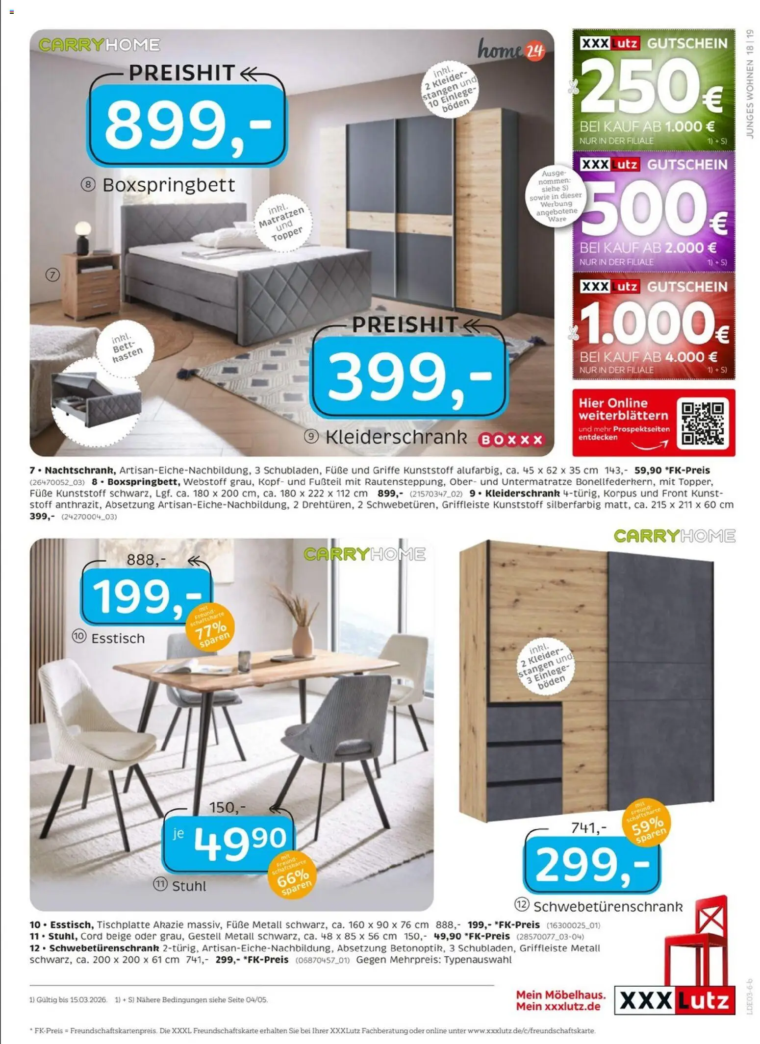 XXXL Lutz Prospekt – gültig ab 08.03.2026 | Seite: 27 | Produkte: Esstisch, Bett, Schwebetürenschrank, Topper