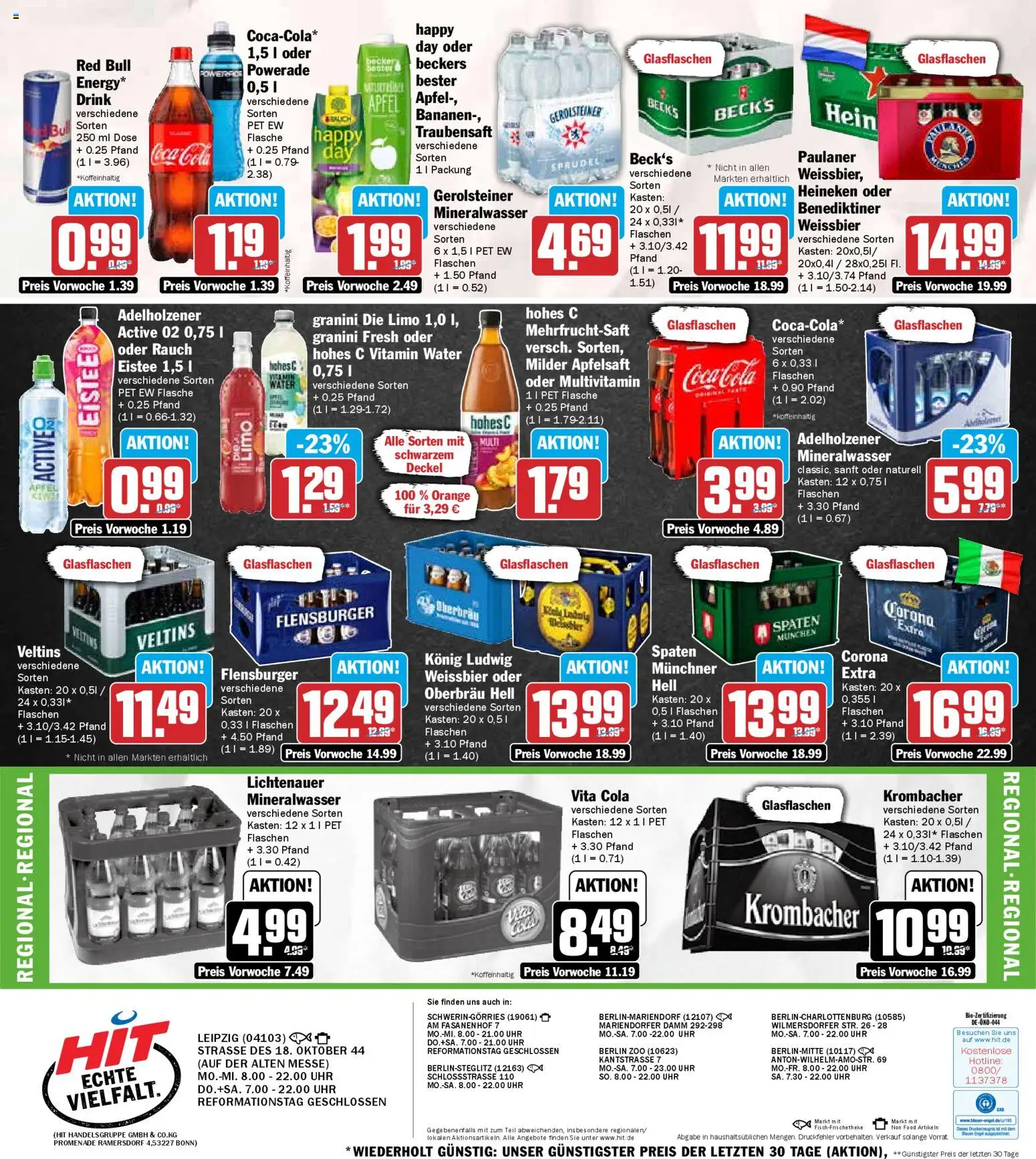 HIT - Sachsen – gültig ab 27.10.2025 | Seite: 19 | Produkte: Weißbier, Mineralwasser, Vita cola, Granini die limo