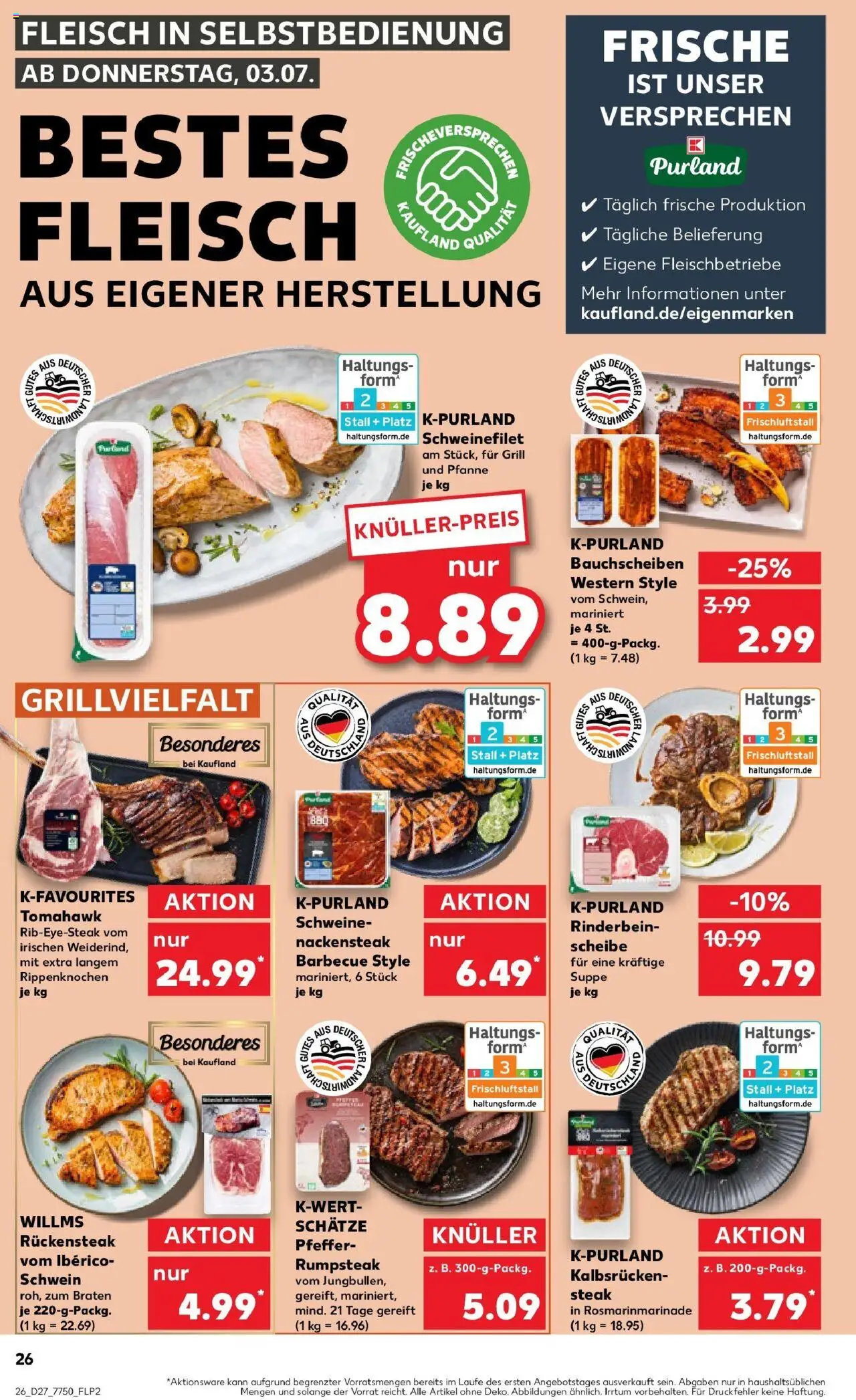 Kaufland prospekt Burgthann	 - gültig ab dem 03.07.2025 | Seite: 26 | Produkte: Grill, Schweinefilet, Pfeffer, Steak