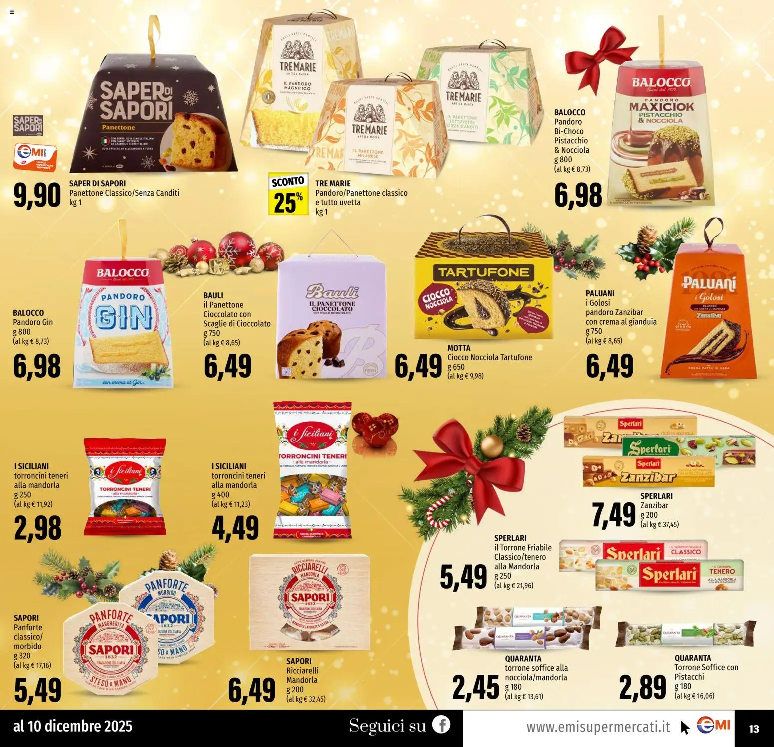 Volantino EMI del 27.11.2025 | Pagina: 13 | Prodotti: Cioccolato, Gin, Pistacchi, Torroncini