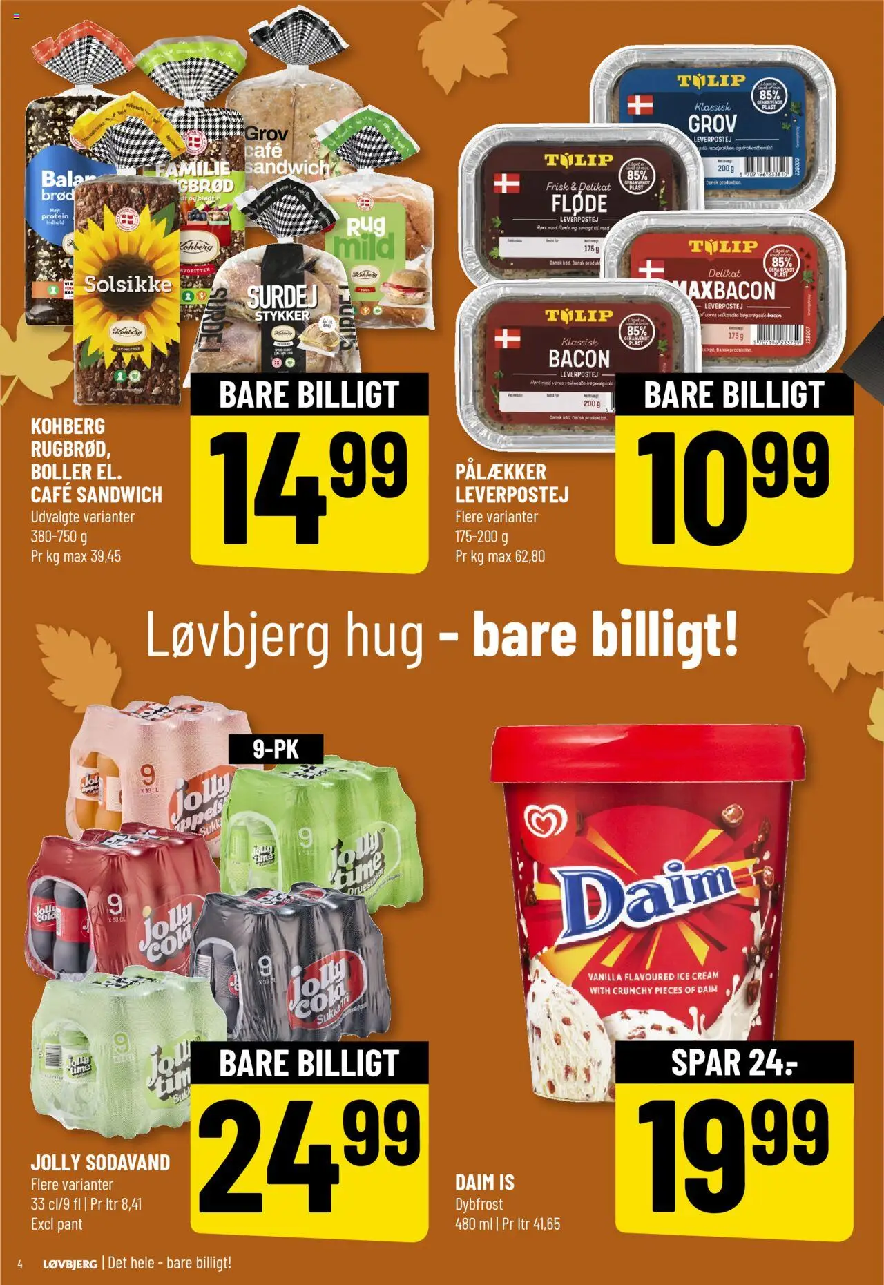 Løvbjerg tilbudsavis – gyldig fra 03.10.2025 | Side: 4 | Produkter: Brød, Fløde, Sodavand, Is