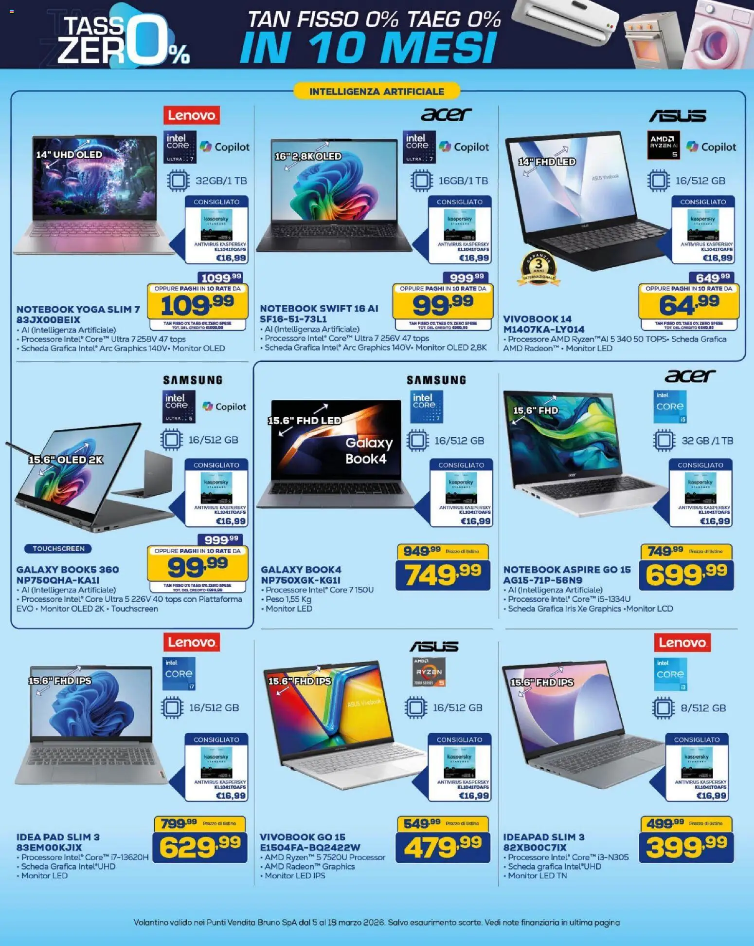Volantino BRUNO del 05.03.2026 | Pagina: 19 | Prodotti: Monitor, Notebook, Samsung