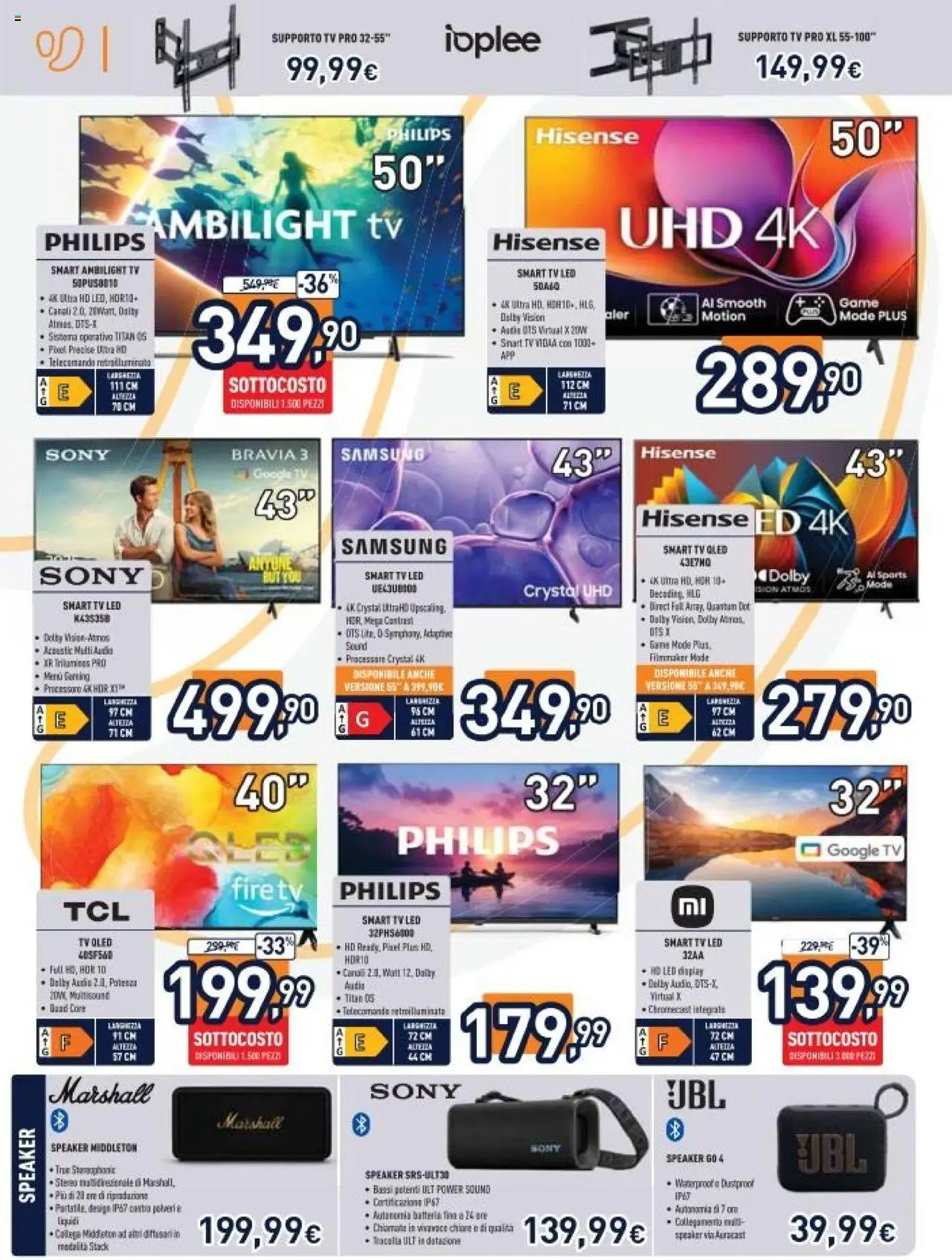 Volantino Unieuro del 03.10.2025 | Pagina: 4 | Prodotti: Telecomando, smart TV, TV, Audio