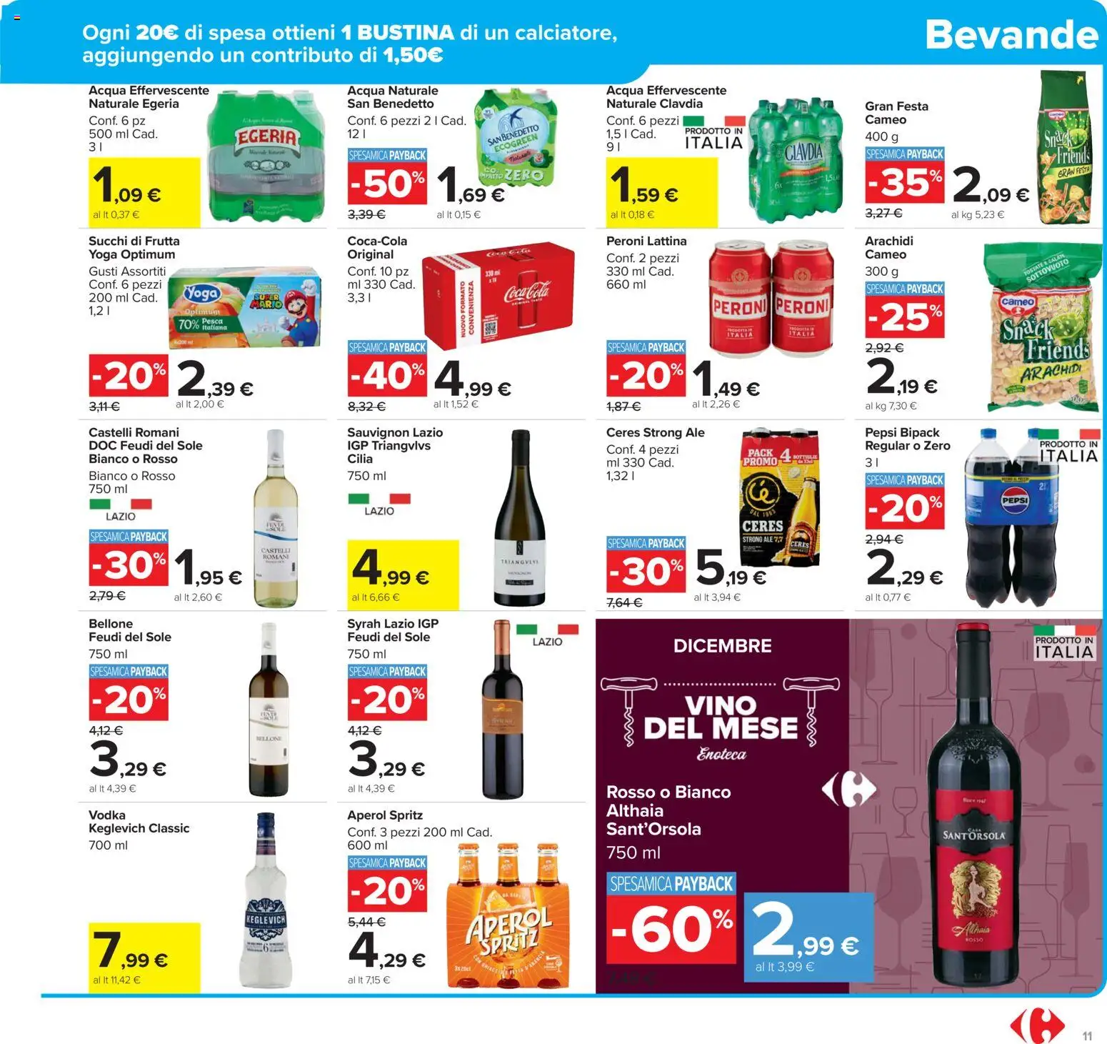 Volantino Carrefour del 02.12.2025 | Pagina: 11 | Prodotti: Acqua, Pesca, Acqua naturale, Pepsi
