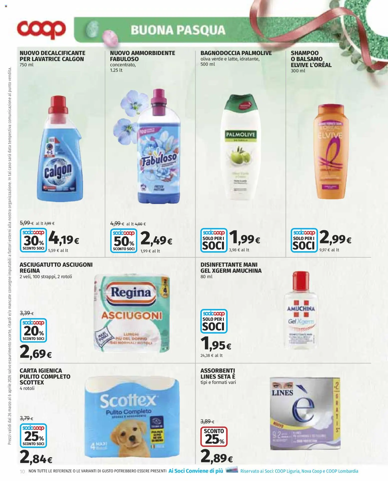 Volantino COOP del 26.03.2026 | Pagina: 10 | Prodotti: Shampoo, Balsamo, Carta igienica, Lavatrice